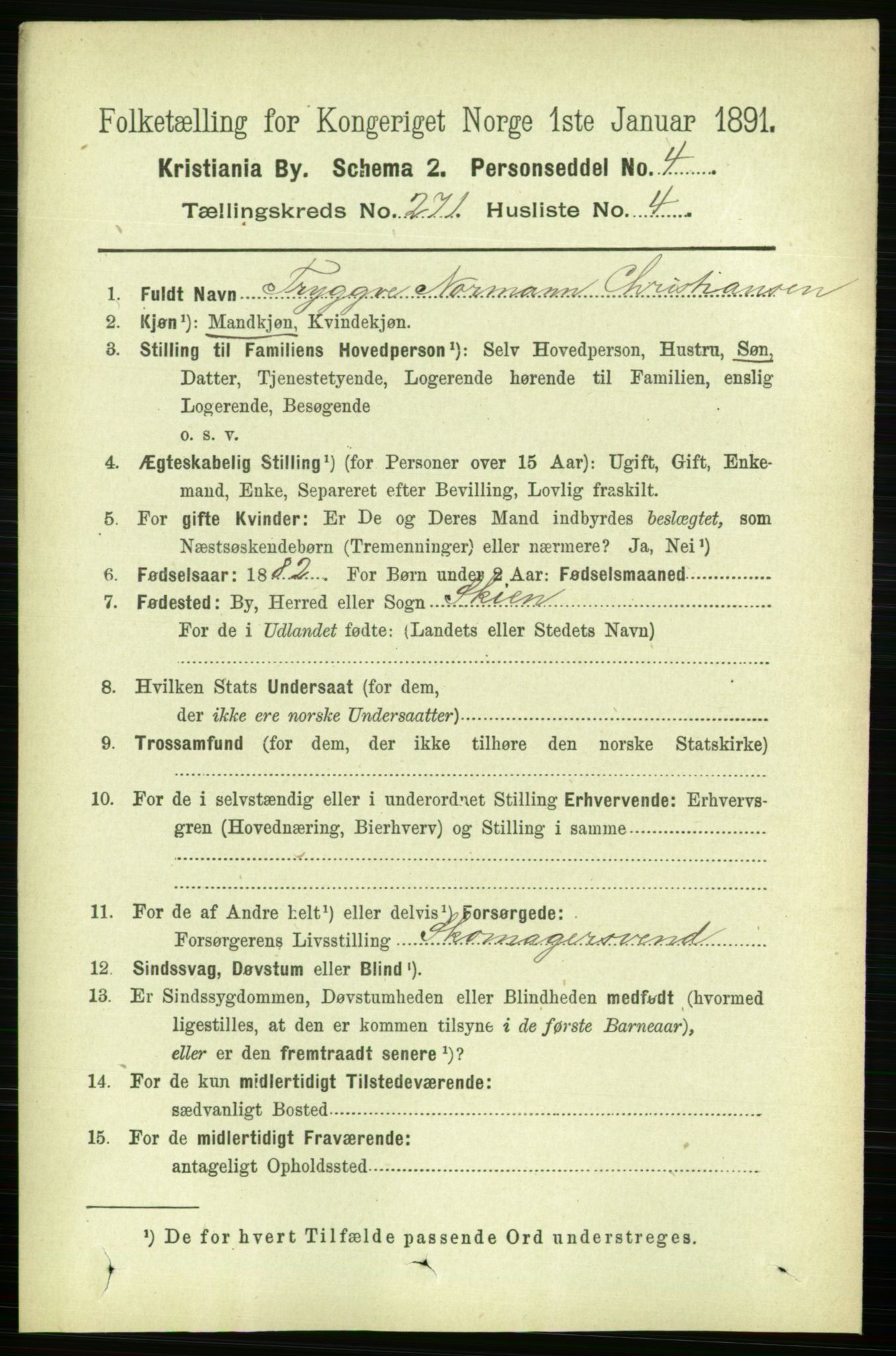 RA, 1891 census for 0301 Kristiania, 1891, p. 164682