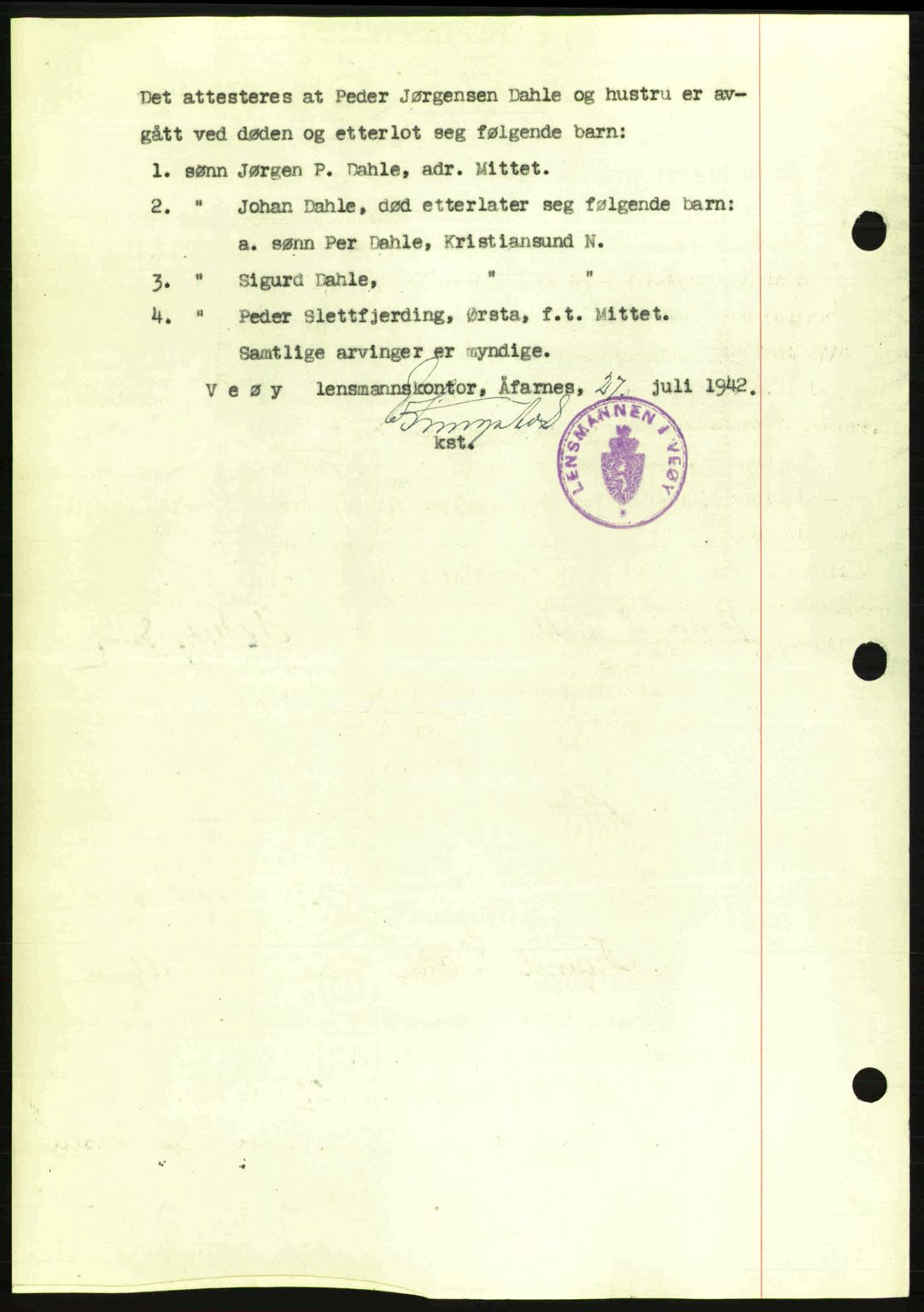 Romsdal sorenskriveri, AV/SAT-A-4149/1/2/2C: Mortgage book no. A12, 1942-1942, Diary no: : 1554/1942