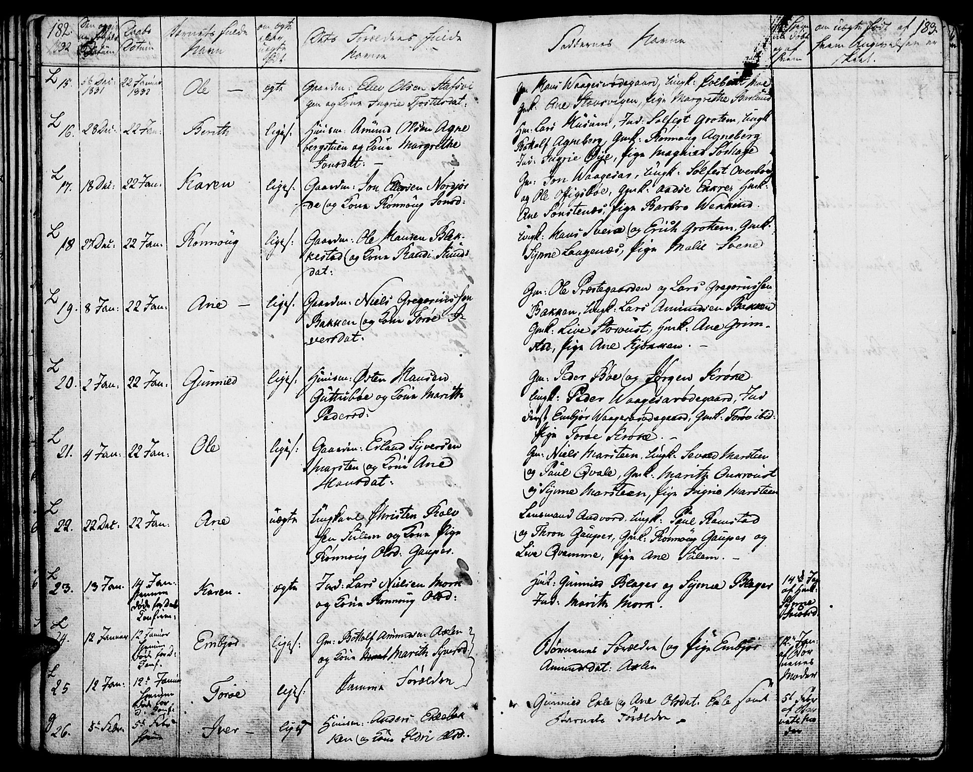 Lom prestekontor, SAH/PREST-070/K/L0005: Parish register (official) no. 5, 1825-1837, p. 182-183