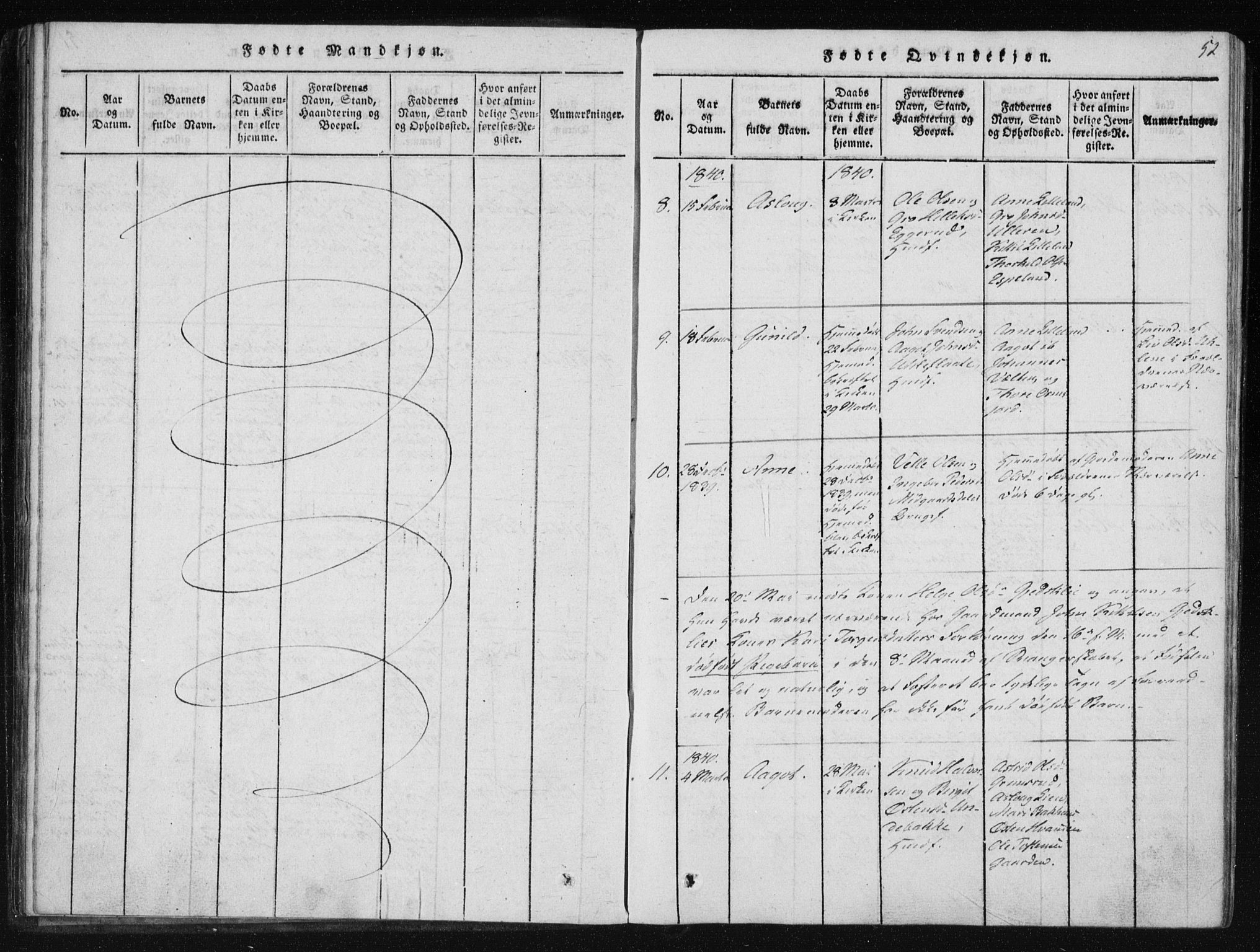Tinn kirkebøker, SAKO/A-308/F/Fb/L0001: Parish register (official) no. II 1, 1815-1843, p. 52