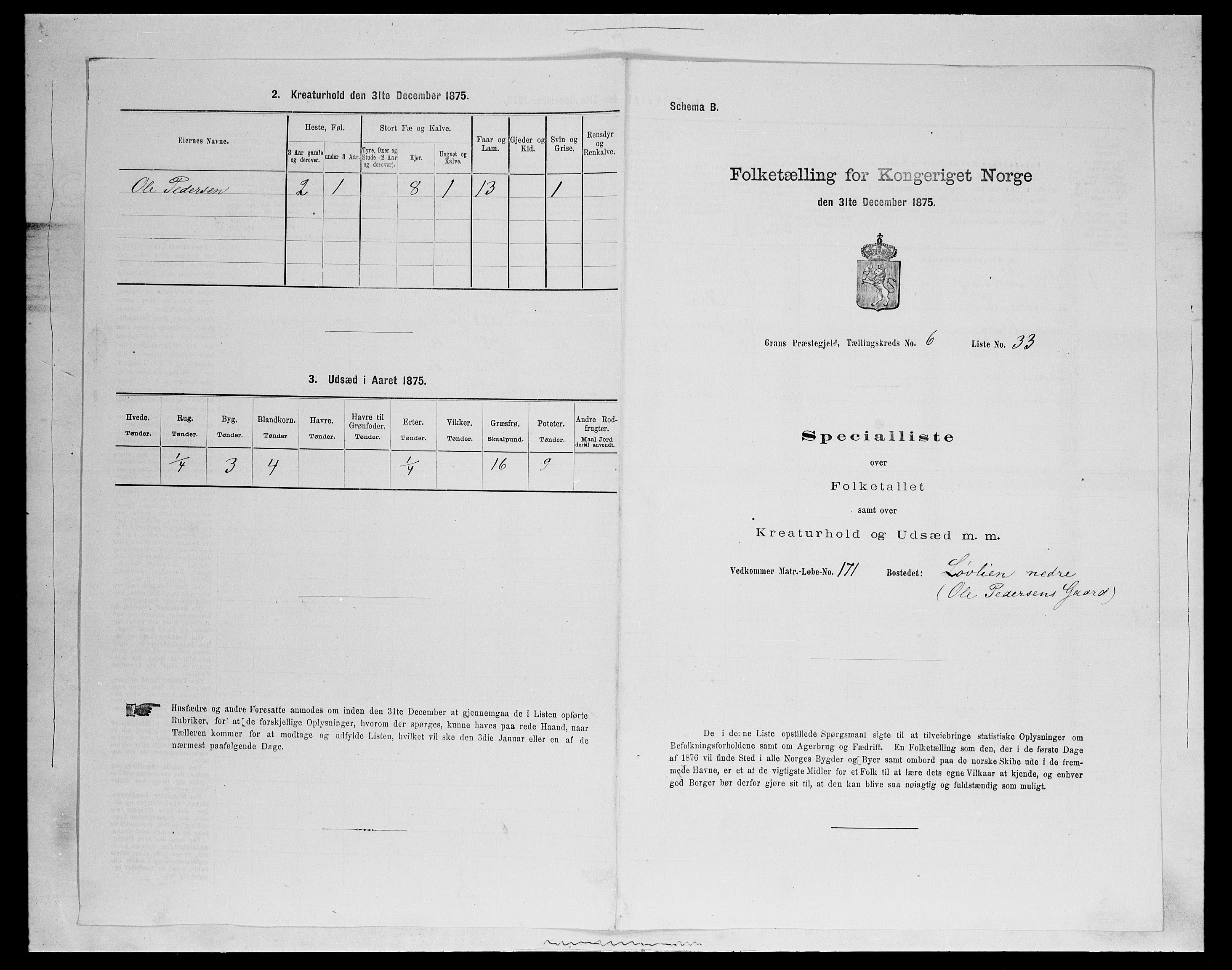 SAH, 1875 census for 0534P Gran, 1875, p. 1085