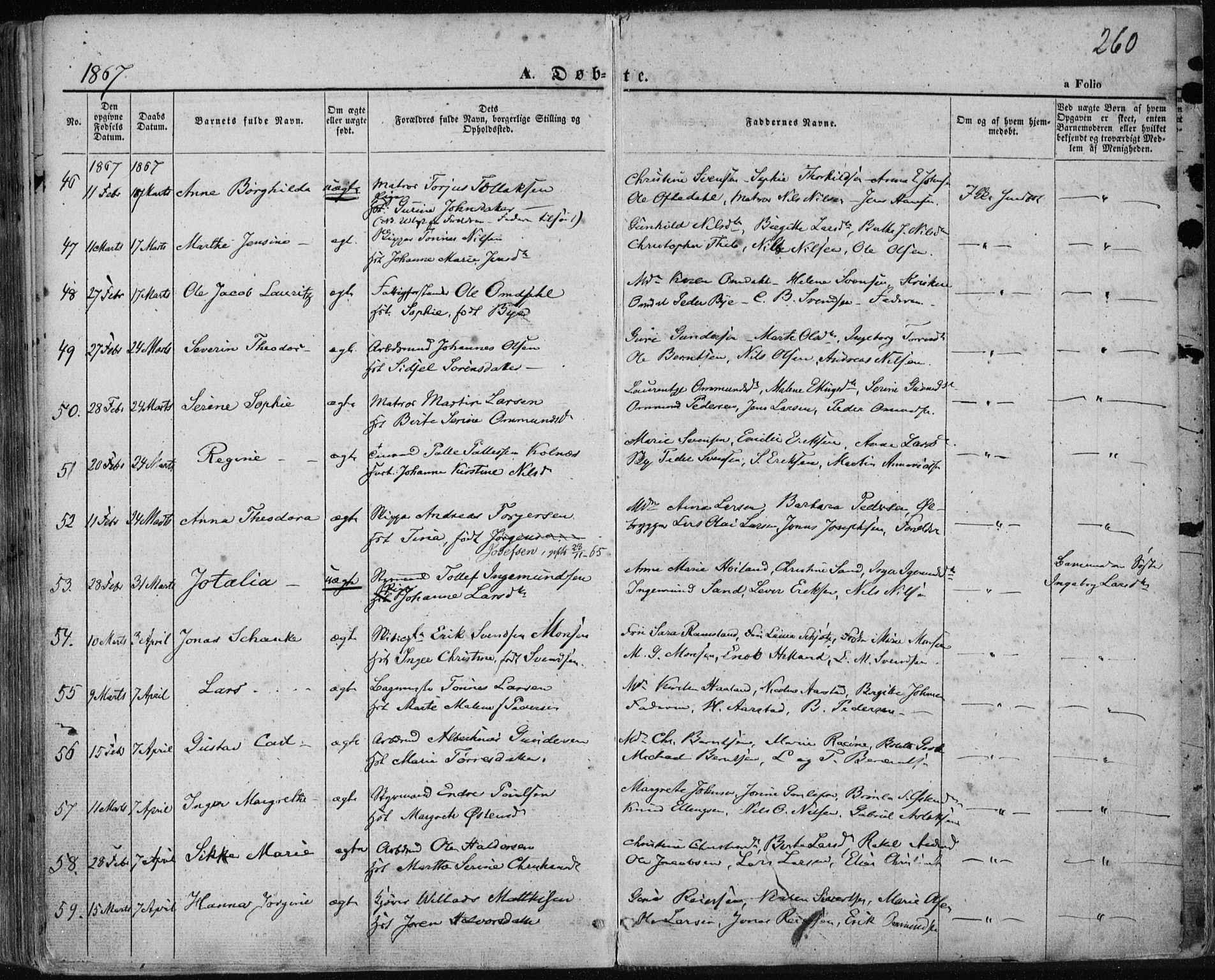 Domkirken sokneprestkontor, AV/SAST-A-101812/001/30/30BA/L0017: Parish register (official) no. A 16, 1855-1867, p. 260