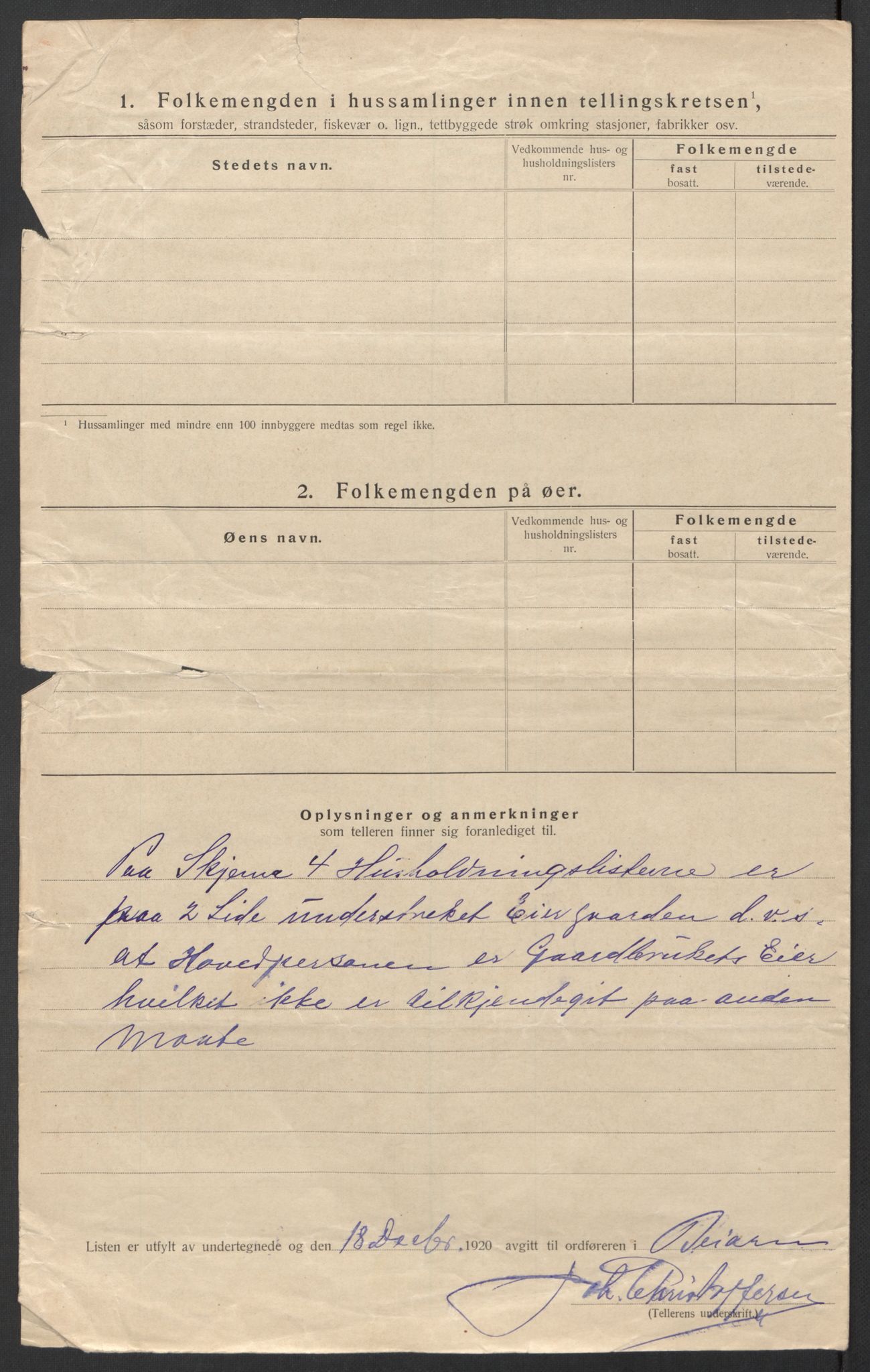 SAT, 1920 census for Beiarn, 1920, p. 20