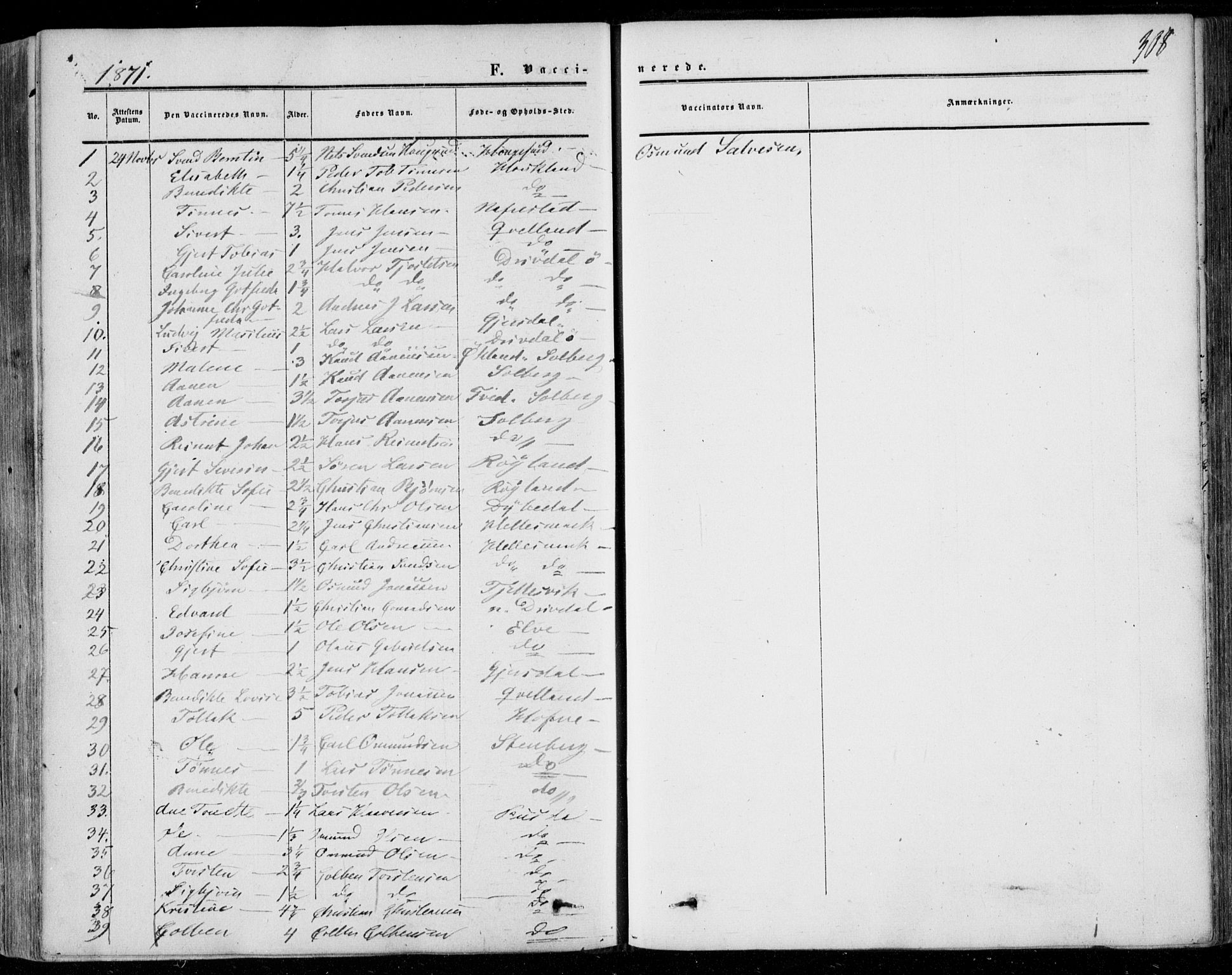 Lund sokneprestkontor, AV/SAST-A-101809/S06/L0009: Parish register (official) no. A 8, 1853-1877, p. 308