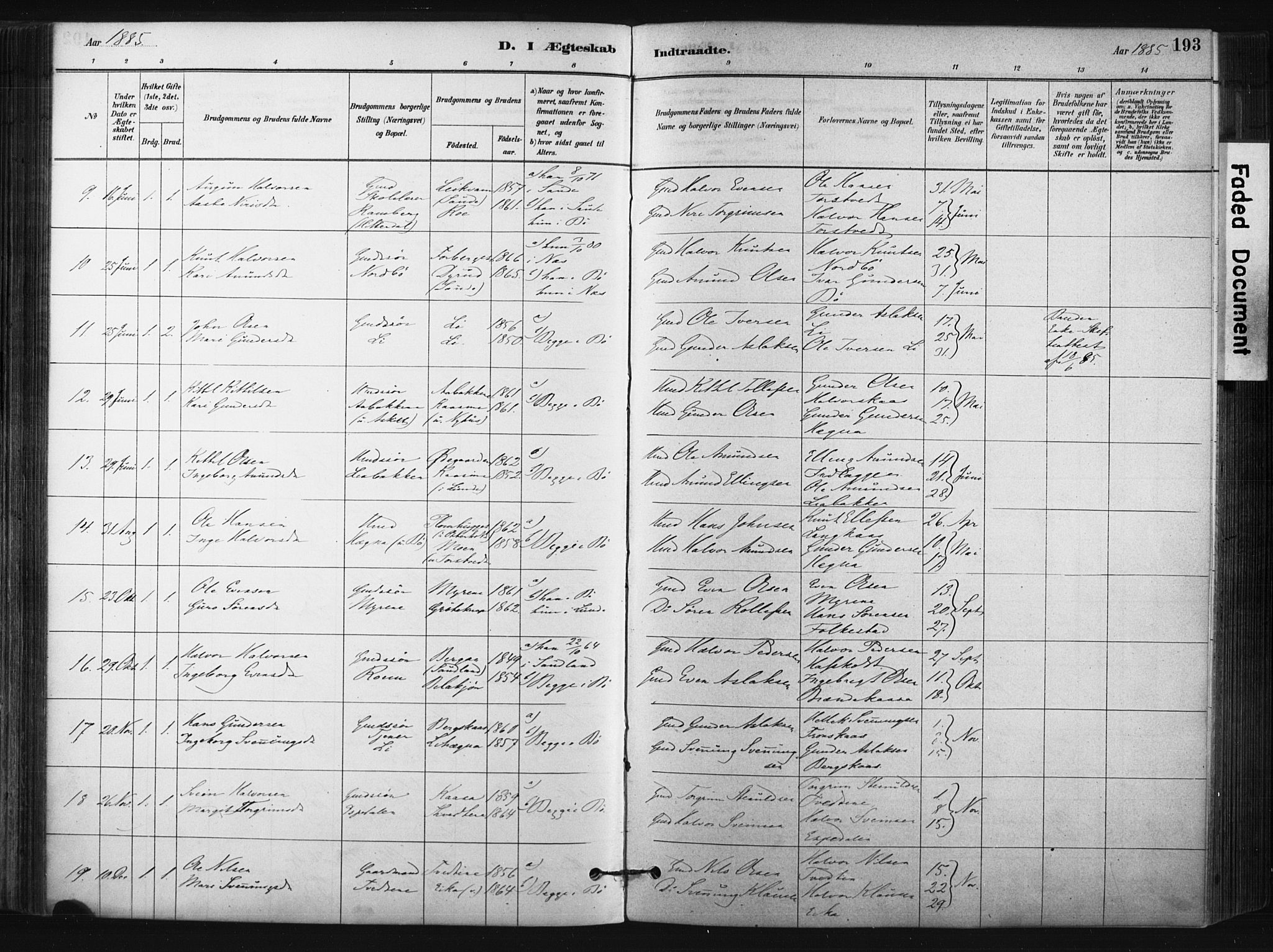 Bø kirkebøker, SAKO/A-257/F/Fa/L0010: Parish register (official) no. 10, 1880-1892, p. 193