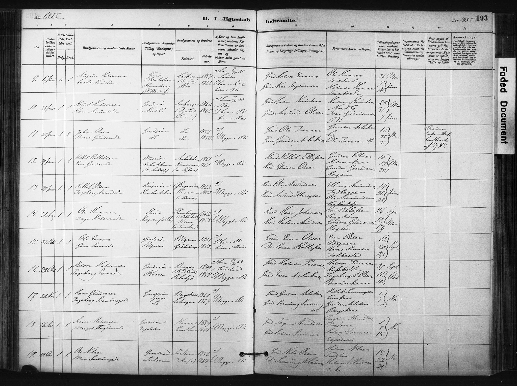 Bø kirkebøker, AV/SAKO-A-257/F/Fa/L0010: Parish register (official) no. 10, 1880-1892, p. 193