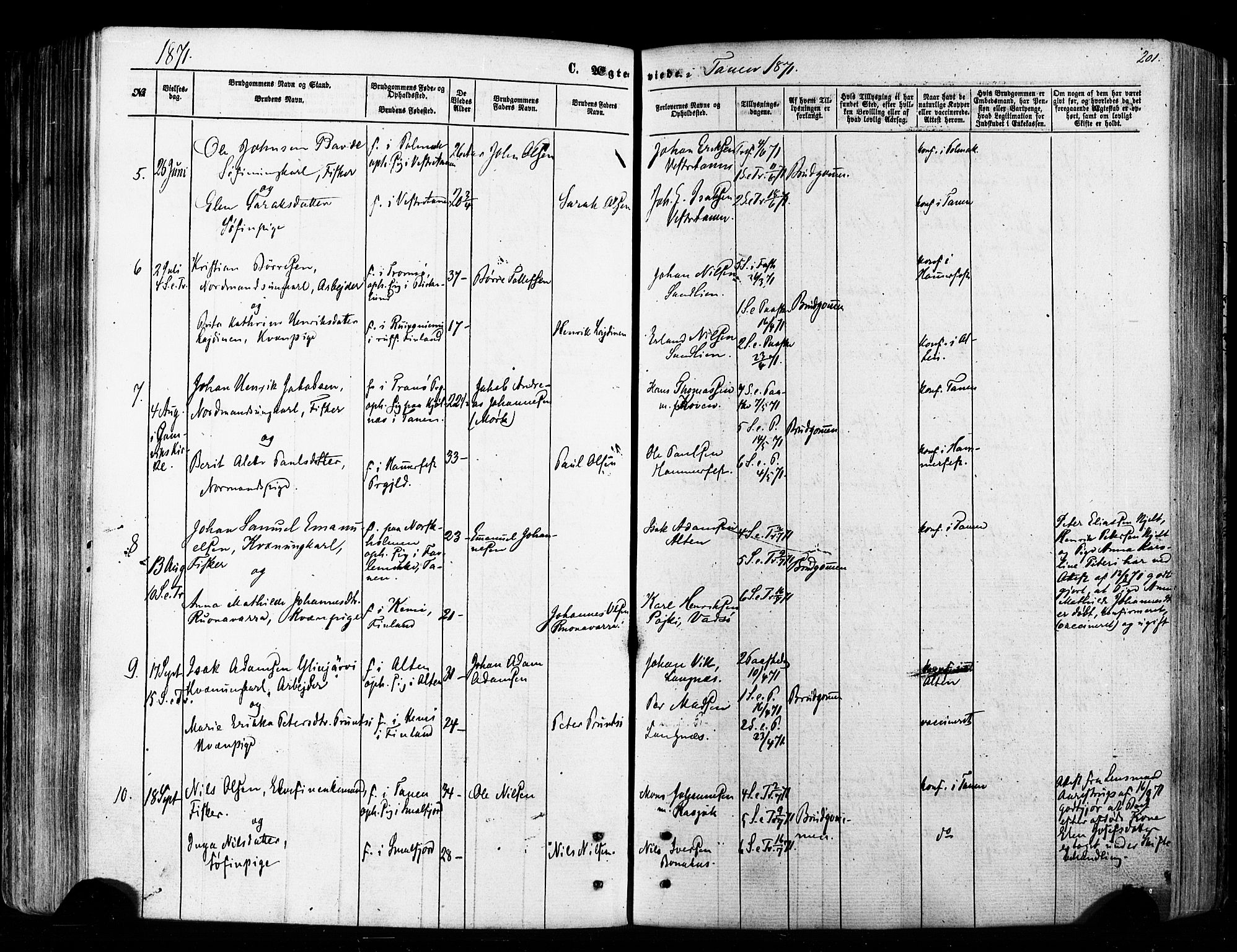 Tana sokneprestkontor, AV/SATØ-S-1334/H/Ha/L0002kirke: Parish register (official) no. 2 /1, 1861-1877, p. 201