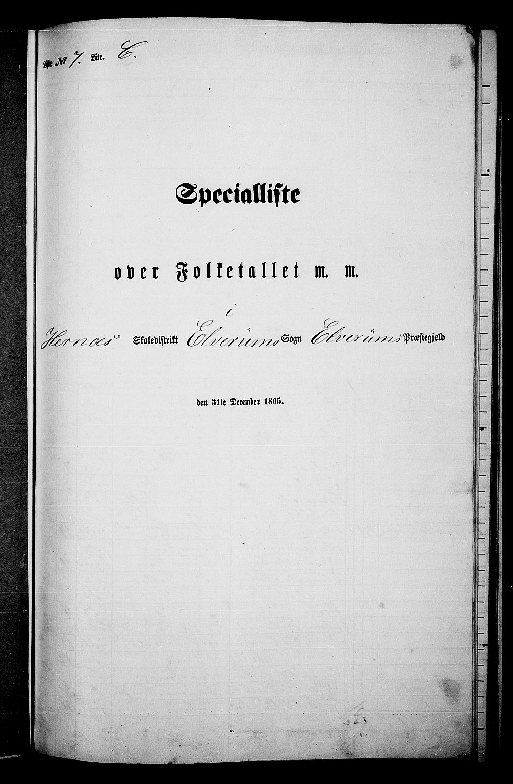 RA, 1865 census for Elverum, 1865, p. 179