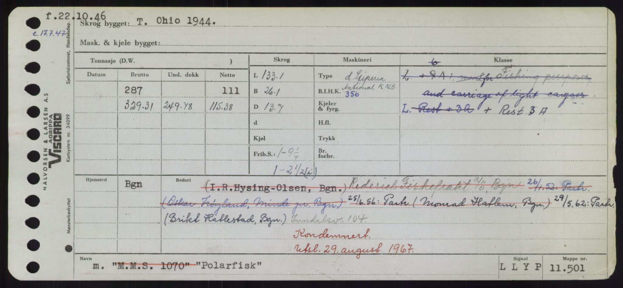 Sjøfartsdirektoratet med forløpere, Skipsmålingen, RA/S-1627/H/Hd/L0029: Fartøy, P, p. 361