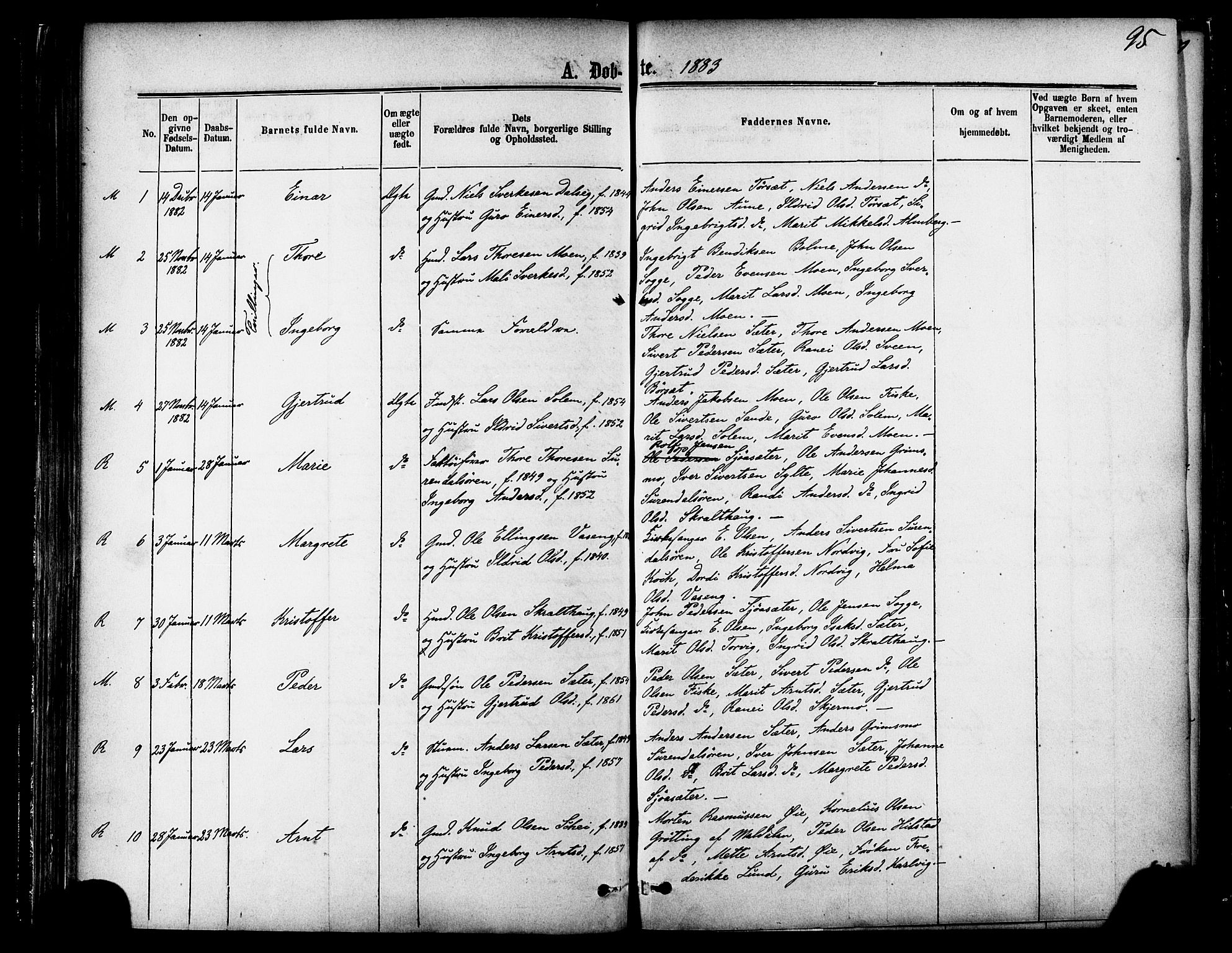 Ministerialprotokoller, klokkerbøker og fødselsregistre - Møre og Romsdal, SAT/A-1454/595/L1046: Parish register (official) no. 595A08, 1874-1884, p. 95