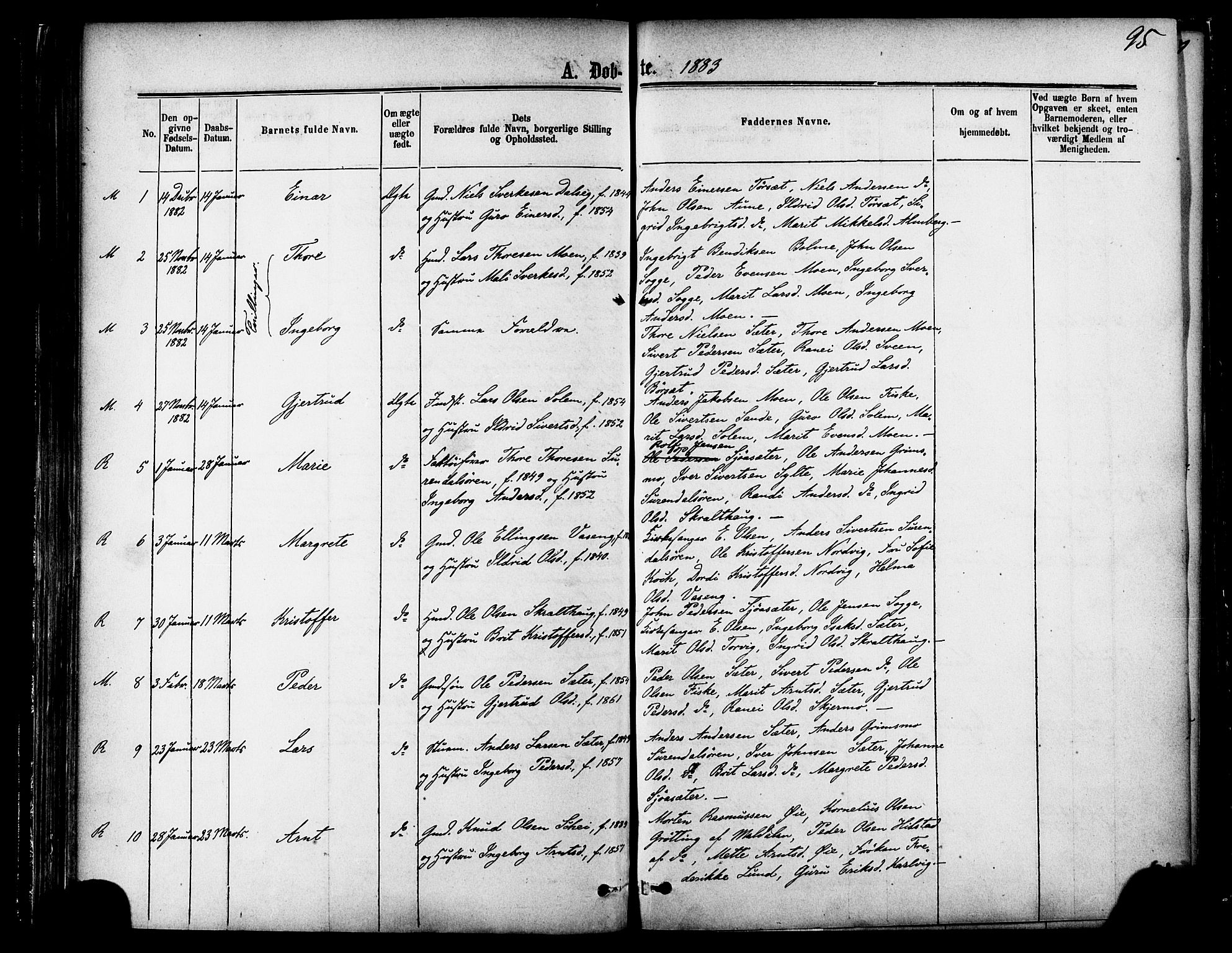 Ministerialprotokoller, klokkerbøker og fødselsregistre - Møre og Romsdal, AV/SAT-A-1454/595/L1046: Parish register (official) no. 595A08, 1874-1884, p. 95