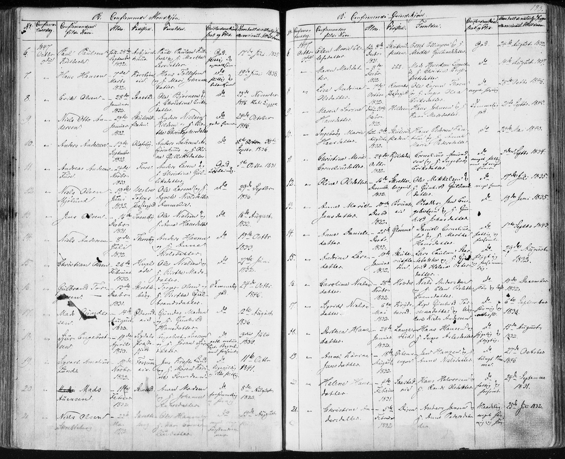 Modum kirkebøker, AV/SAKO-A-234/F/Fa/L0007: Parish register (official) no. 7, 1841-1850, p. 193