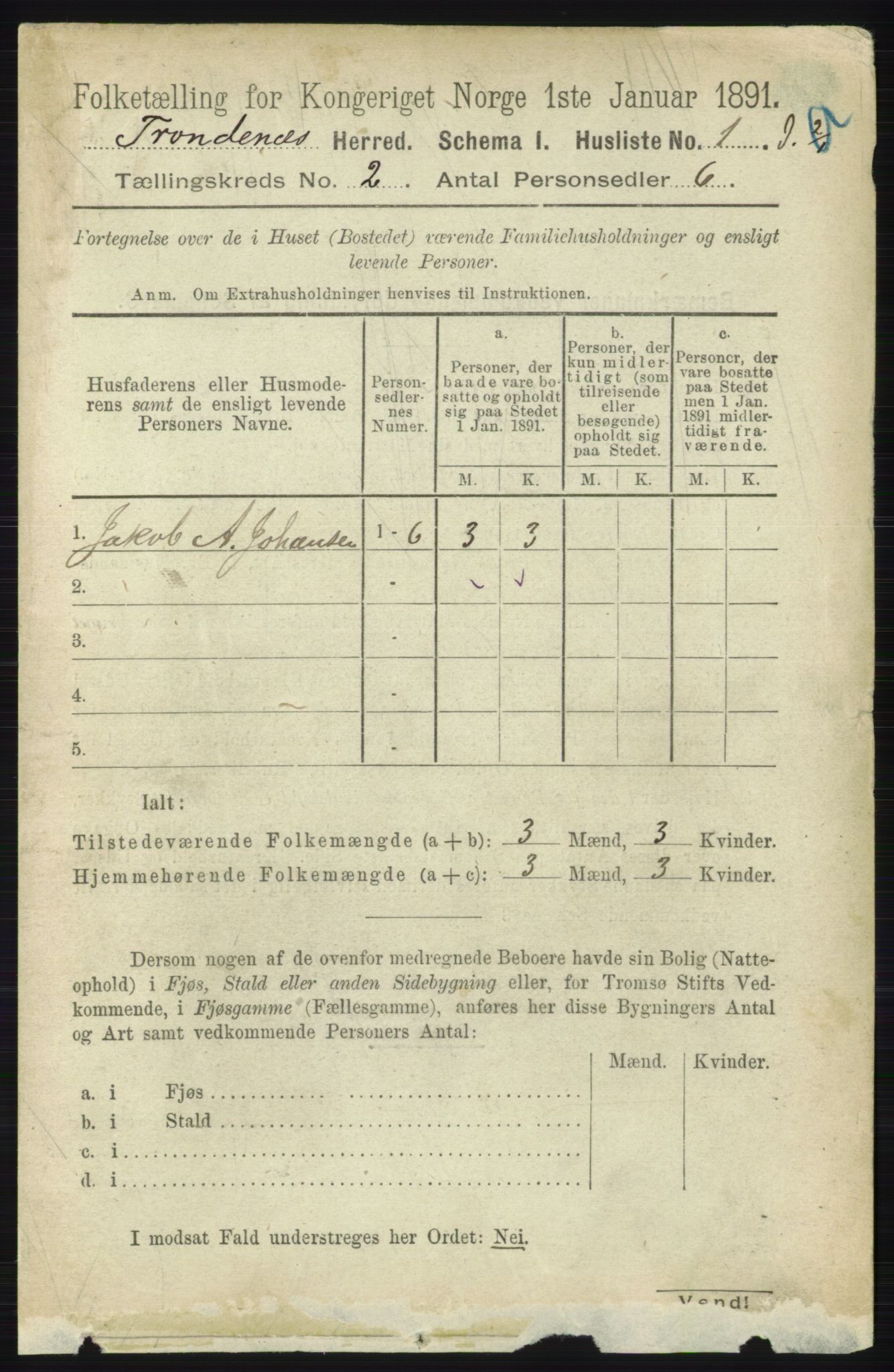 RA, 1891 census for 1914 Trondenes, 1891, p. 579