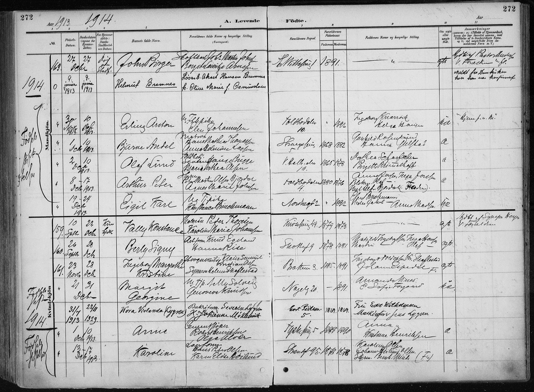 Nykirken Sokneprestembete, AV/SAB-A-77101/H/Haa/L0019: Parish register (official) no. B 7, 1904-1916, p. 272