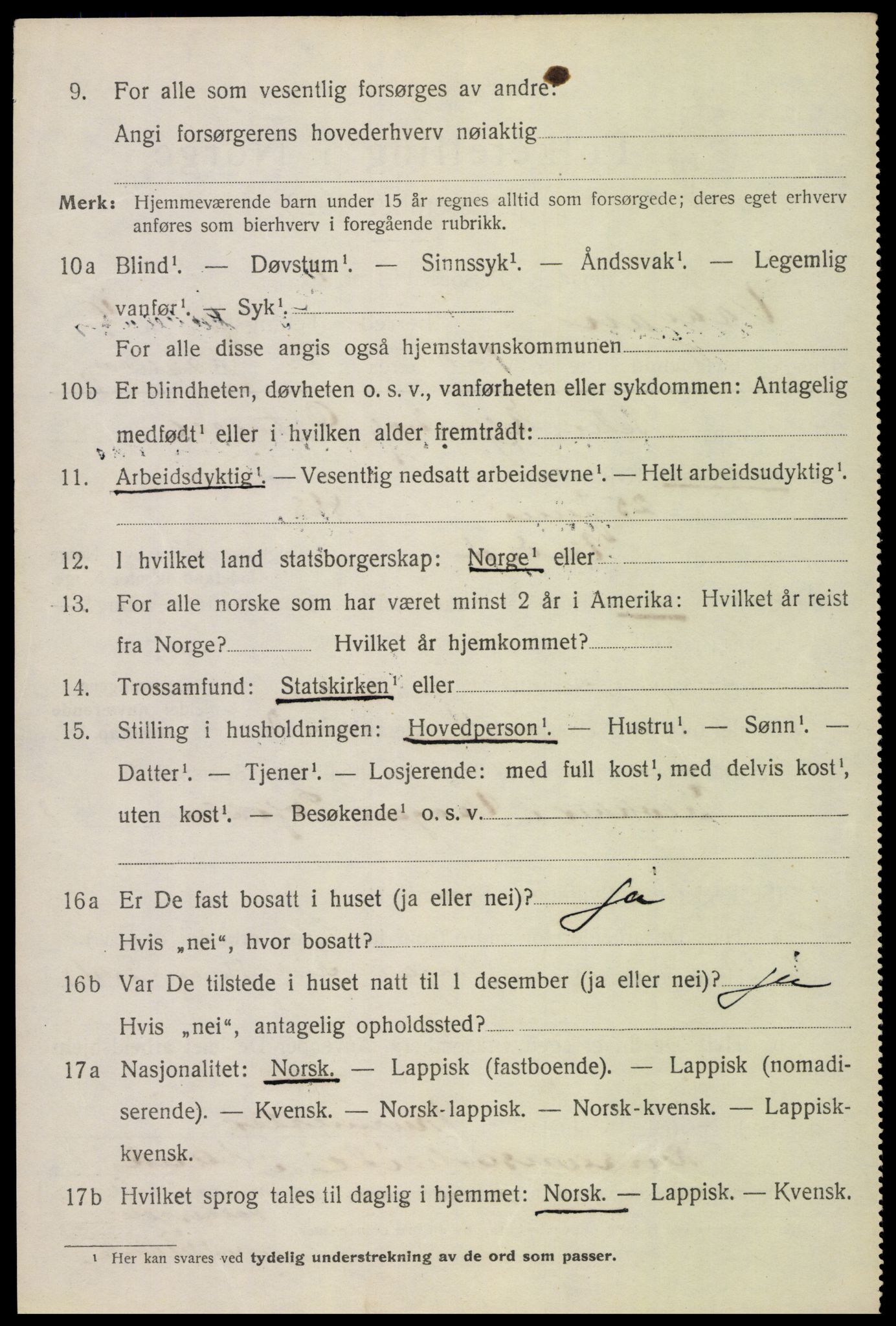 SAT, 1920 census for Vågan, 1920, p. 3170