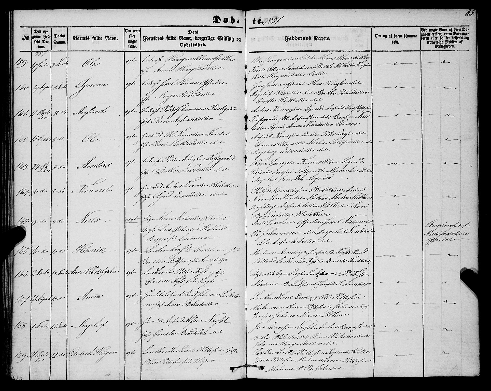 Lærdal sokneprestembete, SAB/A-81201: Parish register (official) no. A 11, 1850-1866, p. 86