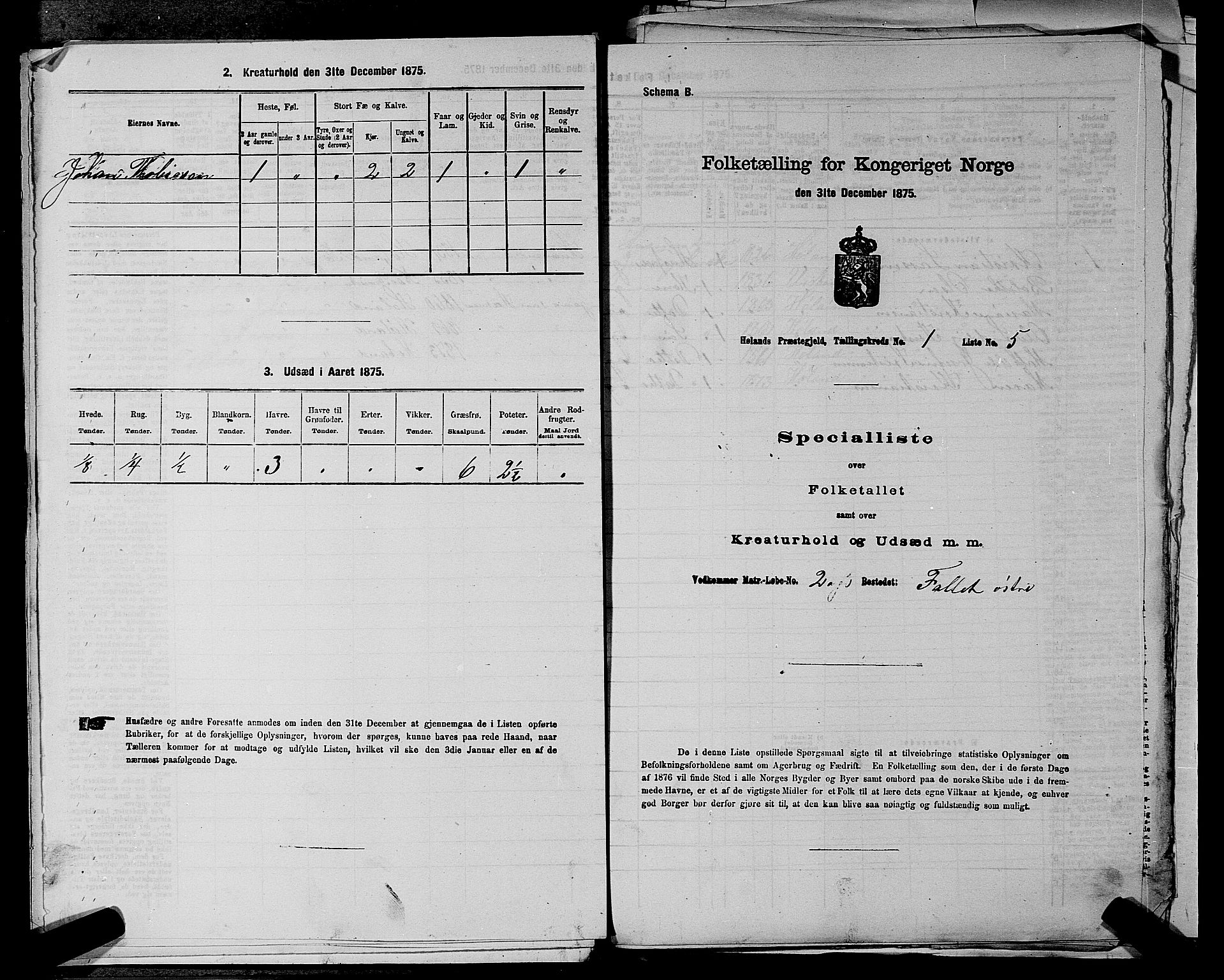 RA, 1875 census for 0221P Høland, 1875, p. 271