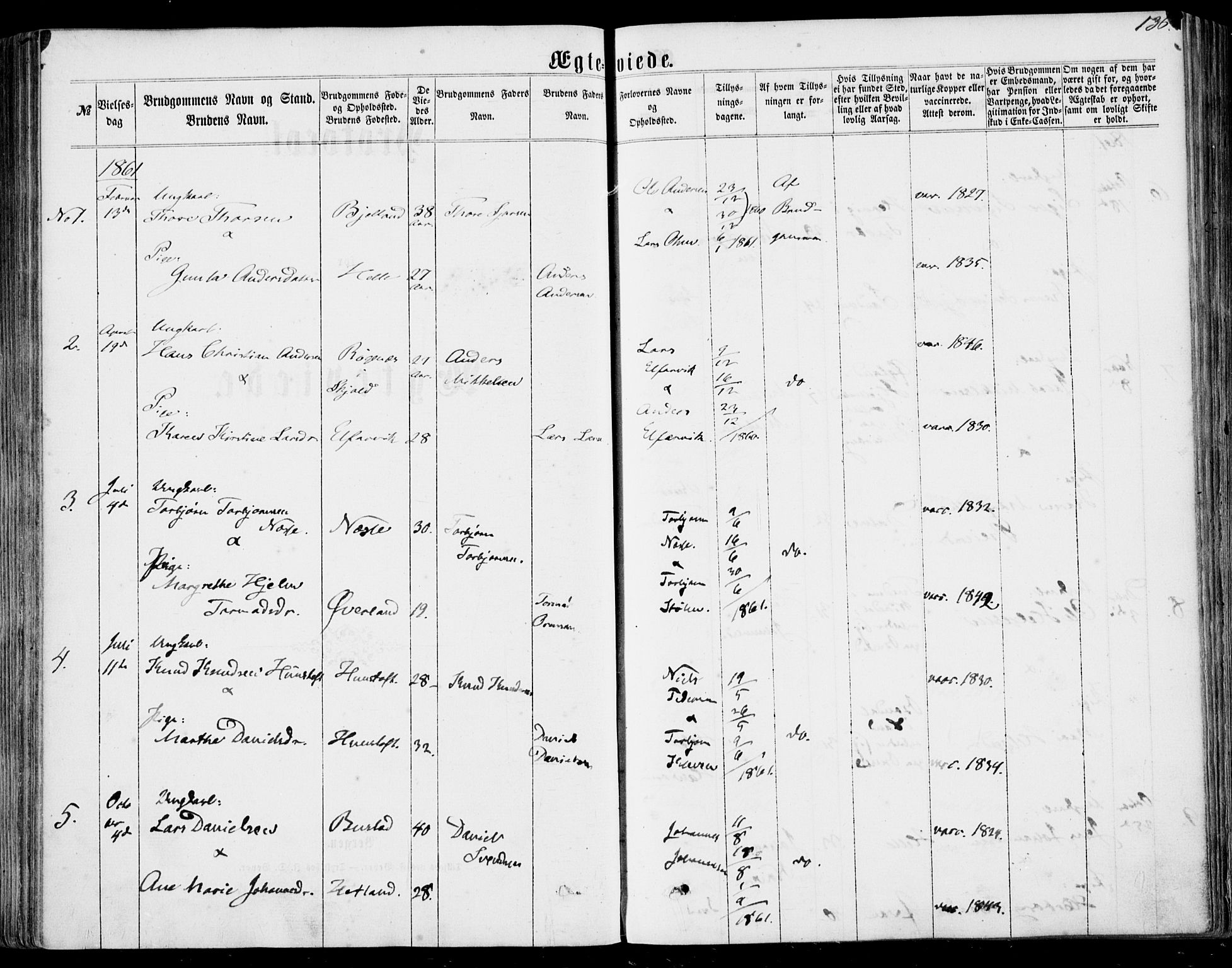 Nedstrand sokneprestkontor, SAST/A-101841/01/IV: Parish register (official) no. A 9, 1861-1876, p. 136