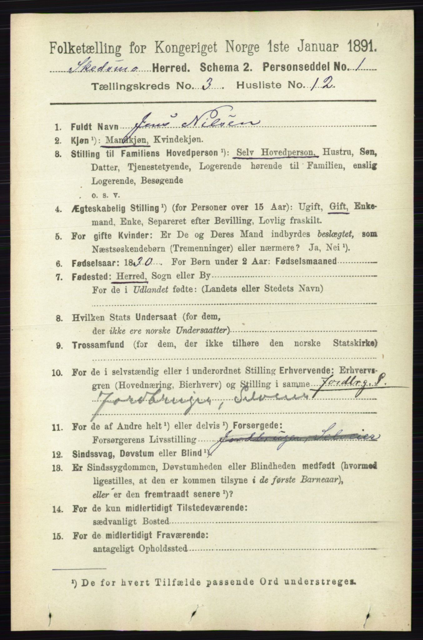 RA, 1891 census for 0231 Skedsmo, 1891, p. 1361