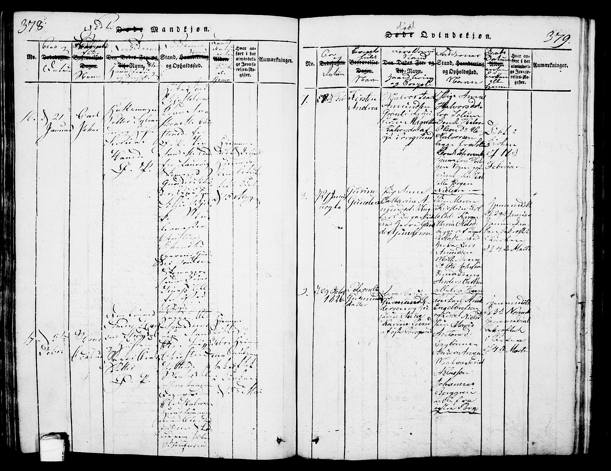 Porsgrunn kirkebøker , AV/SAKO-A-104/G/Gb/L0001: Parish register (copy) no. II 1, 1817-1828, p. 378-379