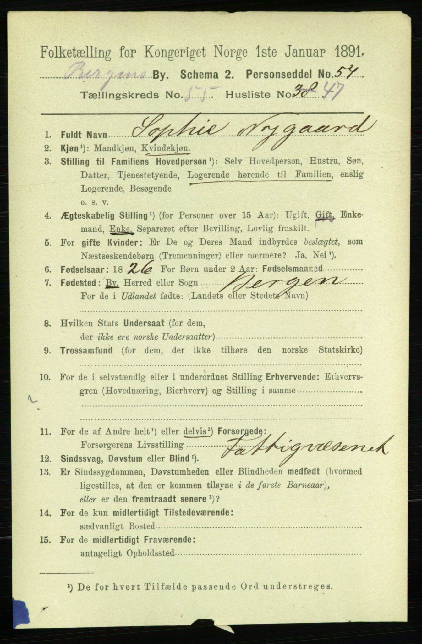 RA, 1891 Census for 1301 Bergen, 1891, p. 64426