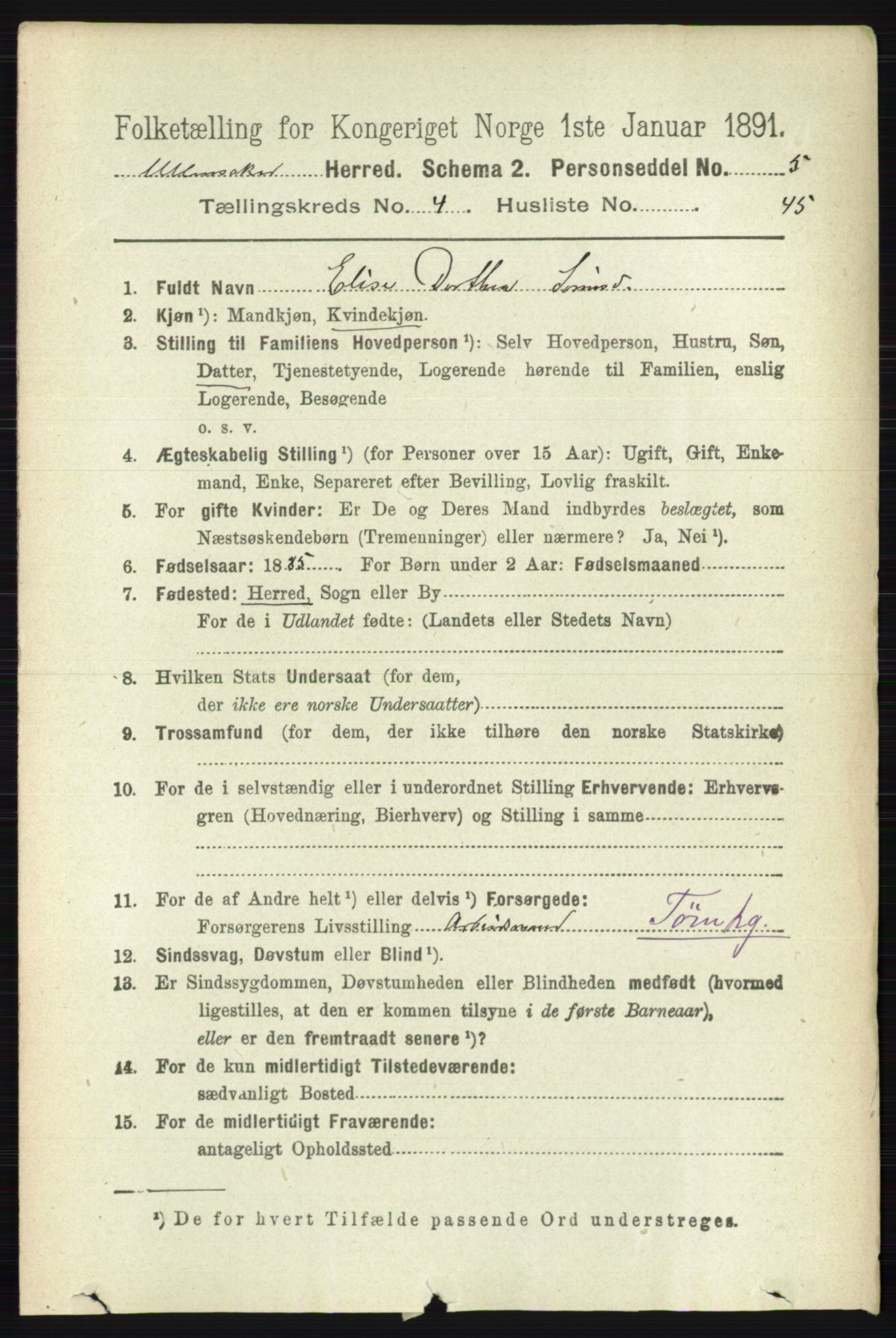 RA, 1891 census for 0235 Ullensaker, 1891, p. 1746