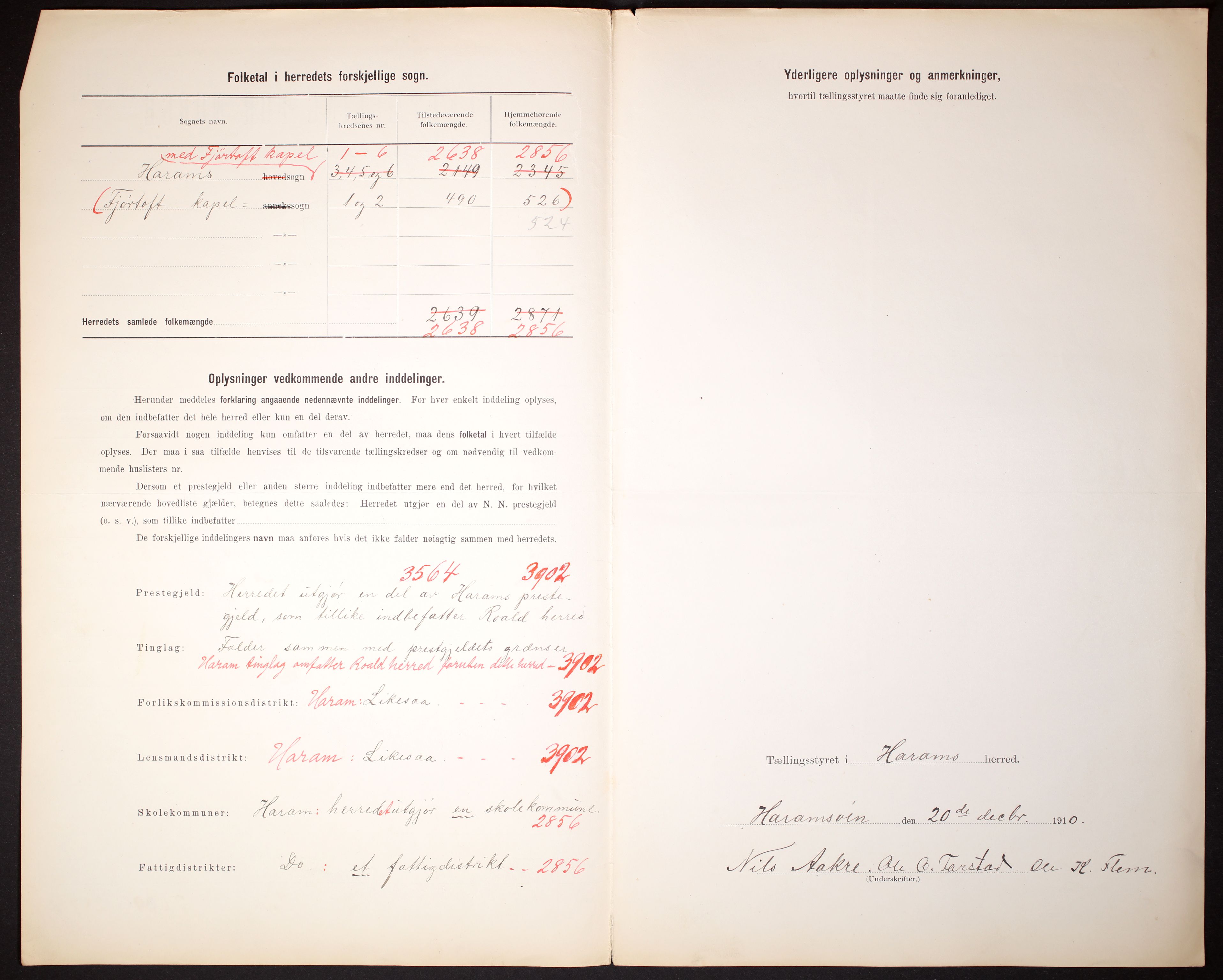 RA, 1910 census for Haram, 1910, p. 3