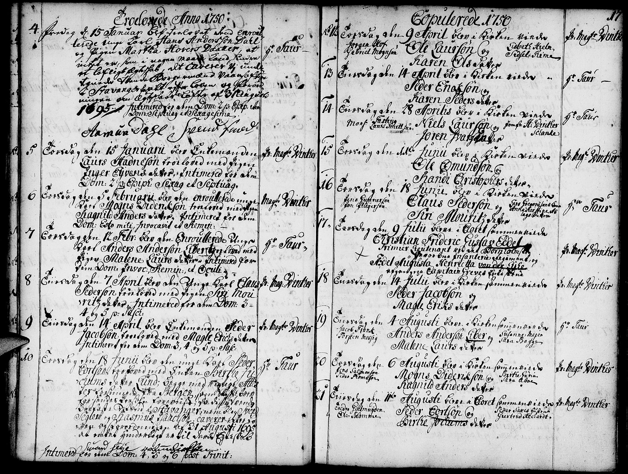 Domkirken sokneprestkontor, SAST/A-101812/001/30/30BA/L0004: Parish register (official) no. A 4, 1744-1782, p. 17