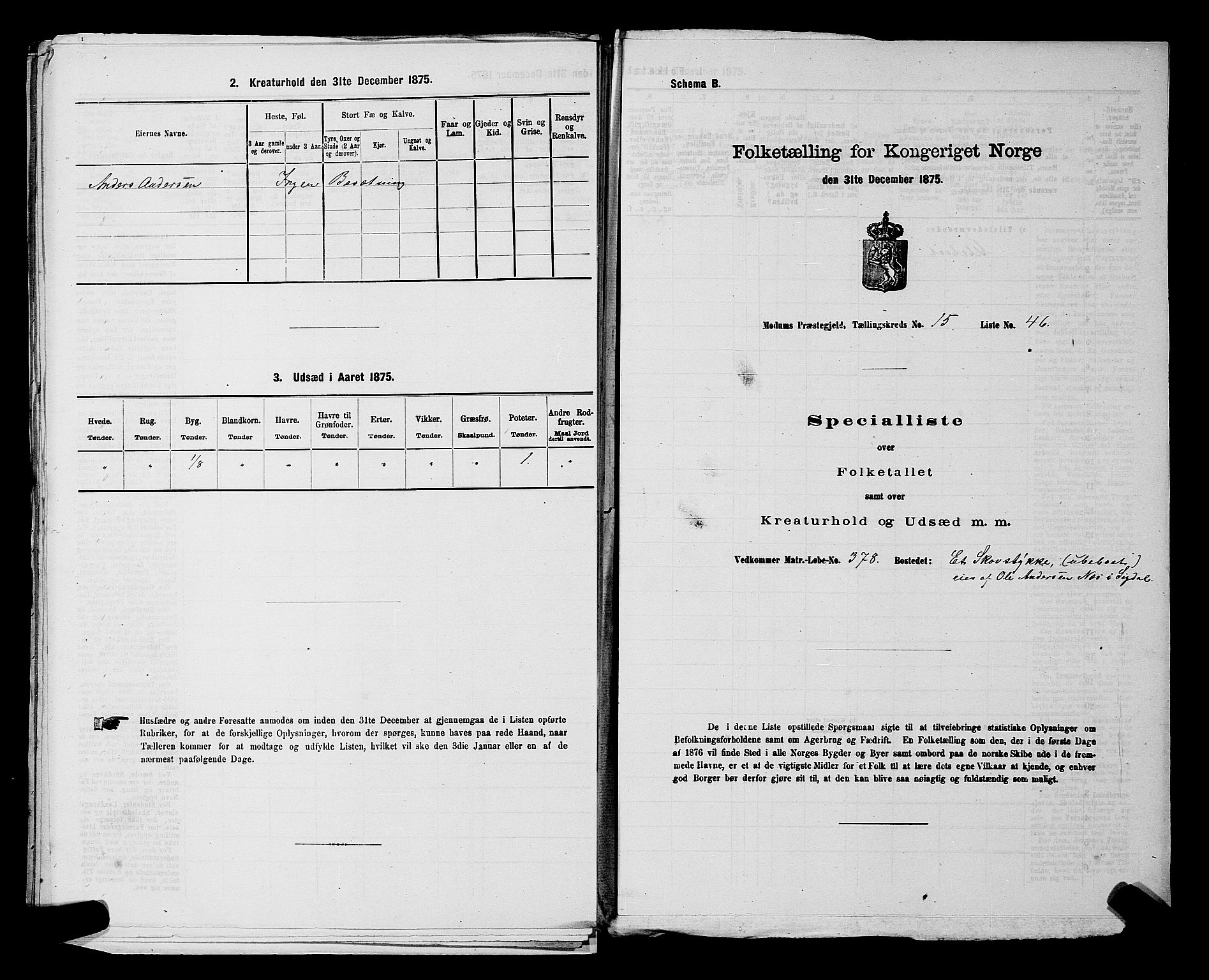 SAKO, 1875 census for 0623P Modum, 1875, p. 2040