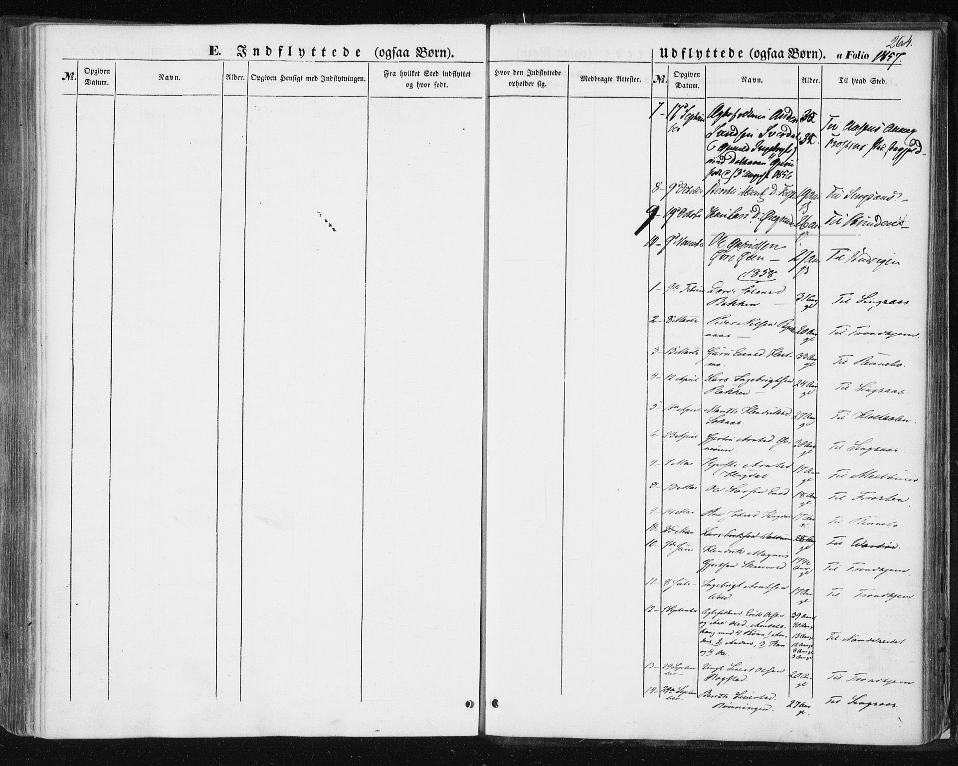 Ministerialprotokoller, klokkerbøker og fødselsregistre - Sør-Trøndelag, SAT/A-1456/687/L1000: Parish register (official) no. 687A06, 1848-1869, p. 264