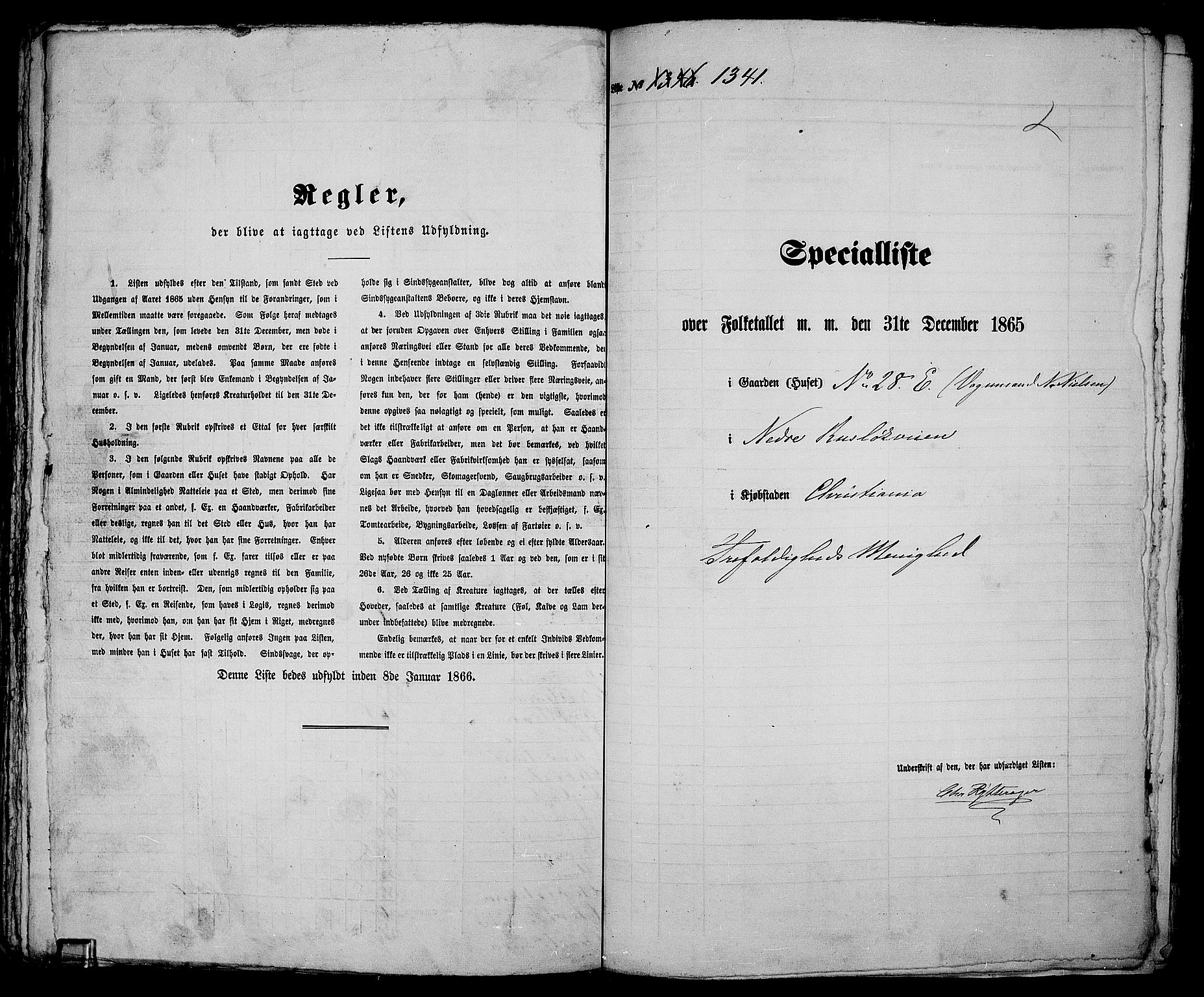 RA, 1865 census for Kristiania, 1865, p. 3033