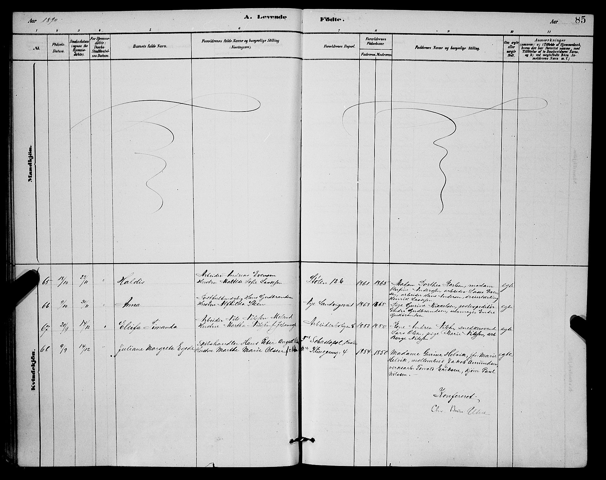 Mariakirken Sokneprestembete, AV/SAB-A-76901/H/Hab/L0004: Parish register (copy) no. A 4, 1878-1892, p. 85