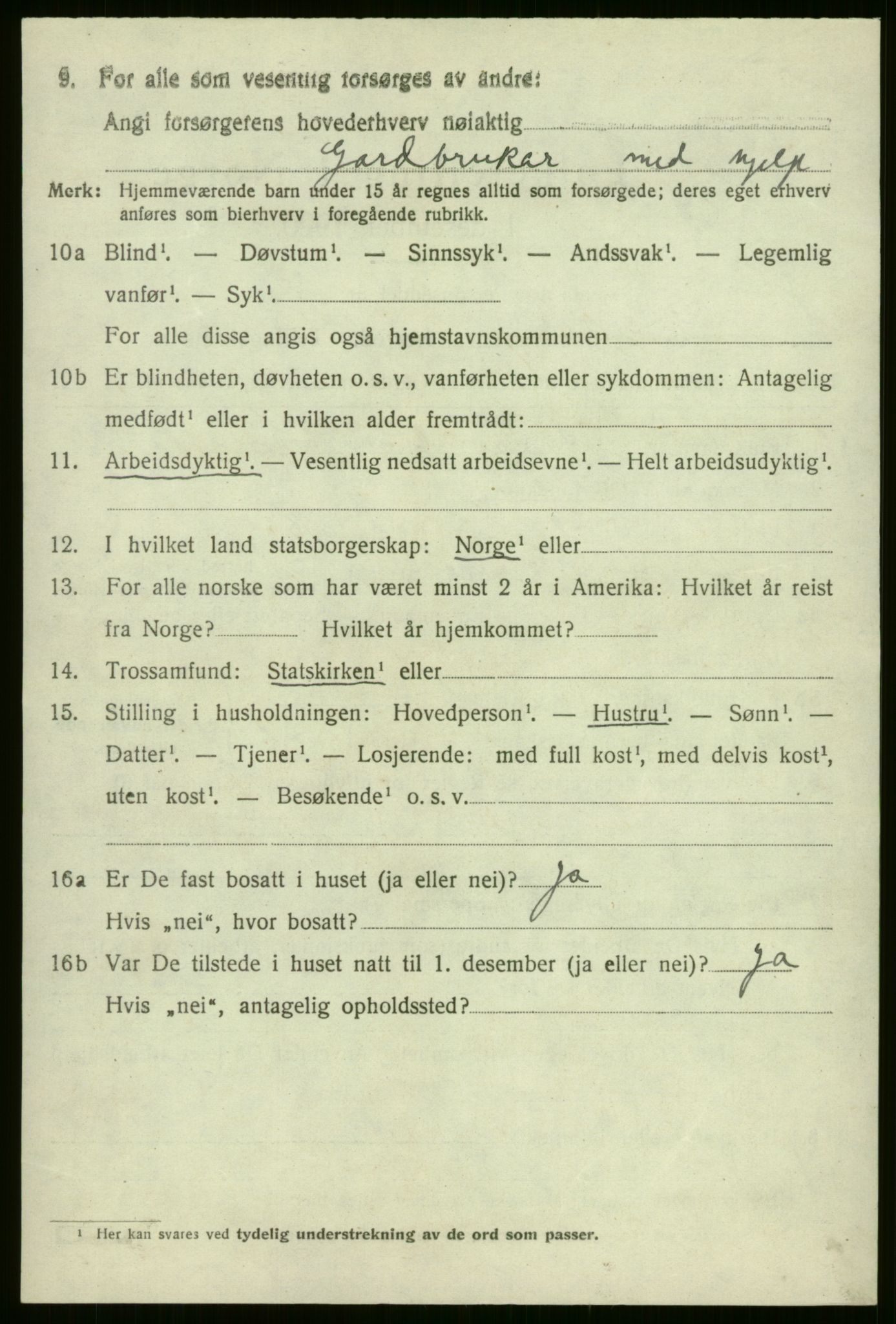 SAB, 1920 census for Evanger, 1920, p. 2322