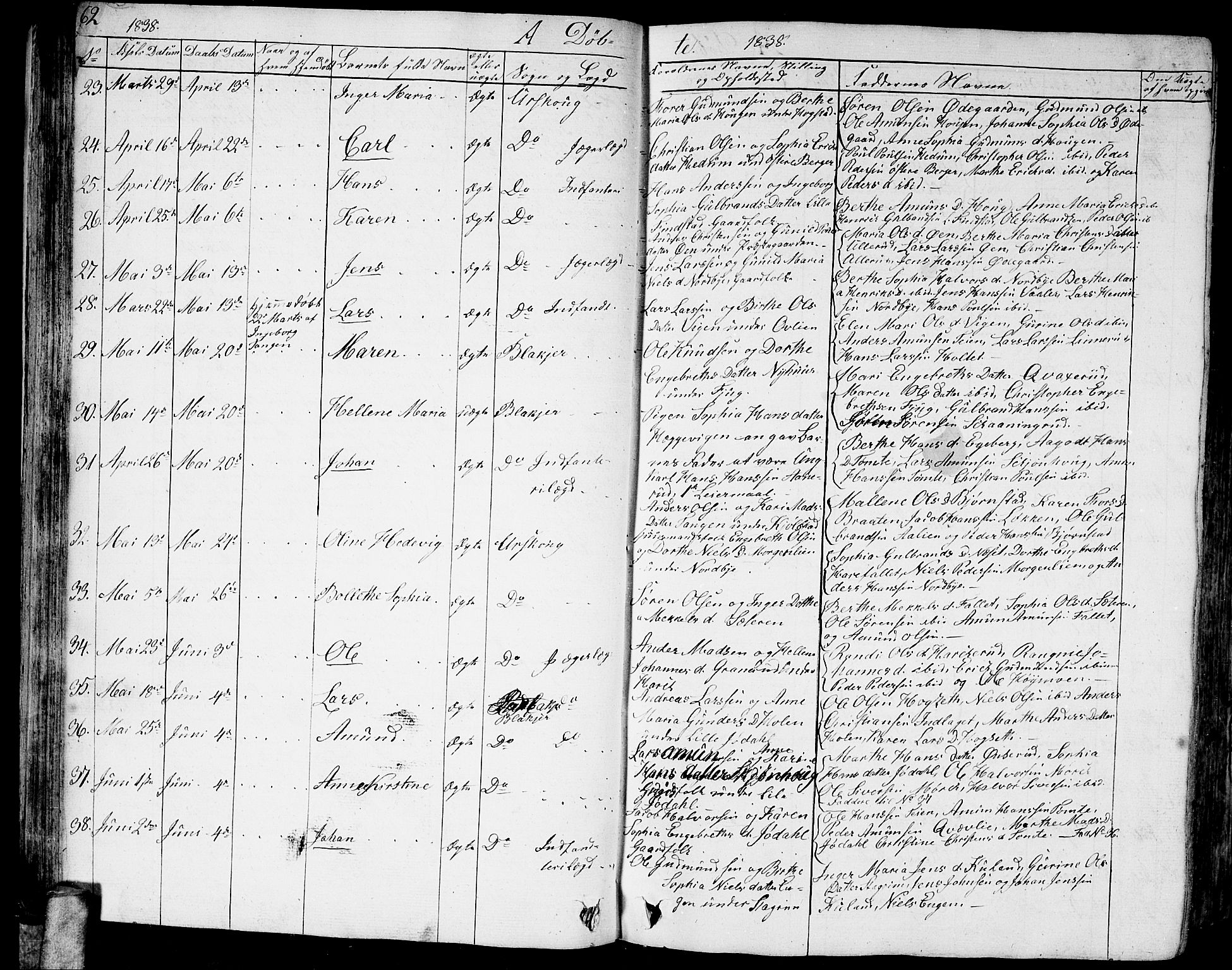 Aurskog prestekontor Kirkebøker, AV/SAO-A-10304a/G/Ga/L0002: Parish register (copy) no. I 2, 1829-1857, p. 62