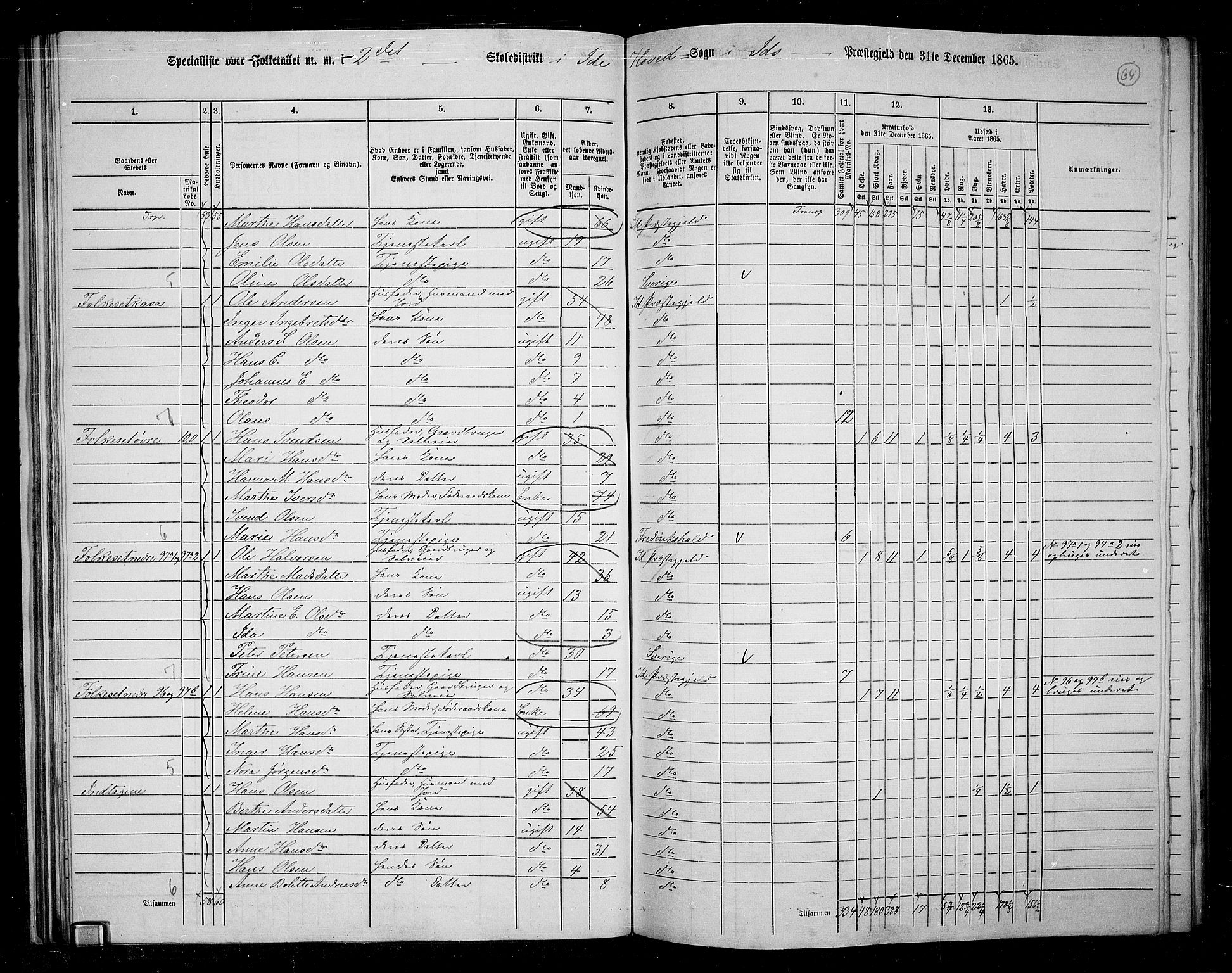 RA, 1865 census for Idd, 1865, p. 56