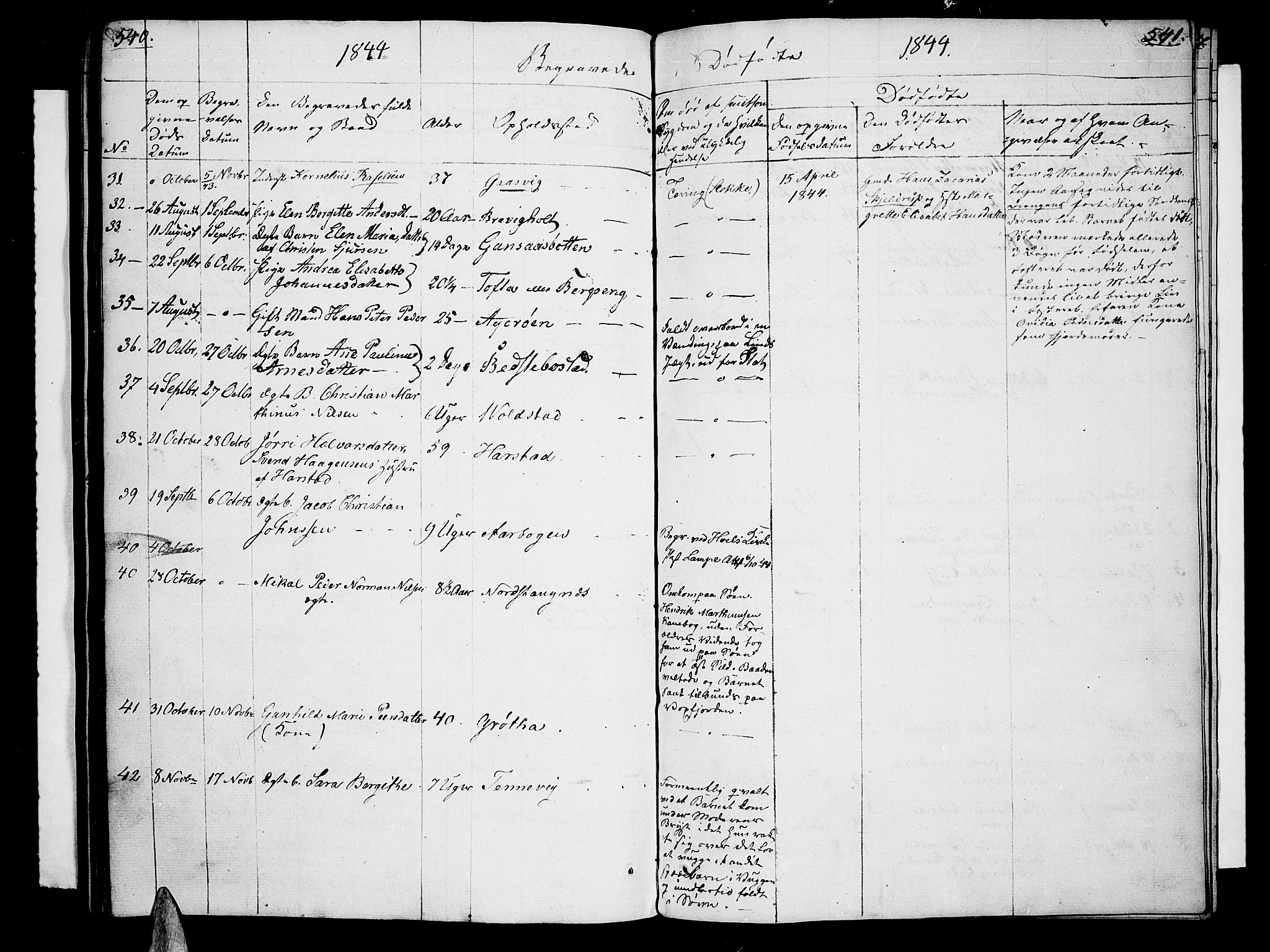 Trondenes sokneprestkontor, SATØ/S-1319/H/Hb/L0005klokker: Parish register (copy) no. 5, 1834-1845, p. 540-541