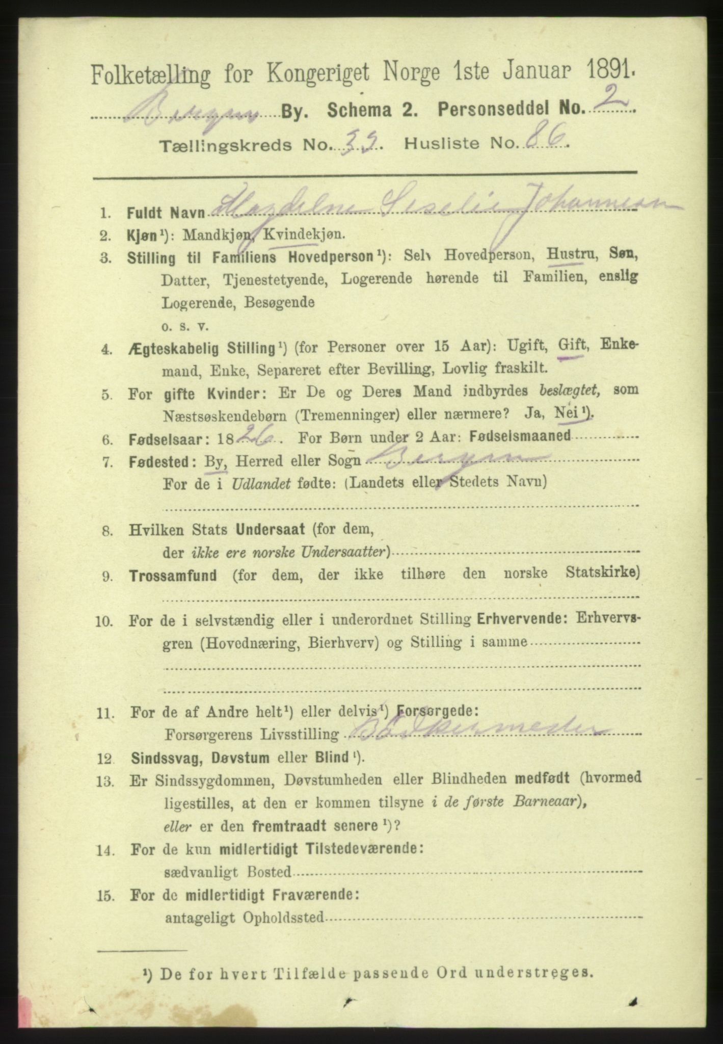 RA, 1891 Census for 1301 Bergen, 1891, p. 42081