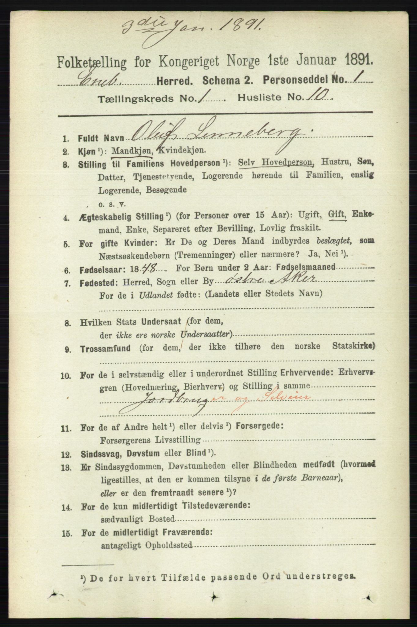 RA, 1891 census for 0229 Enebakk, 1891, p. 182