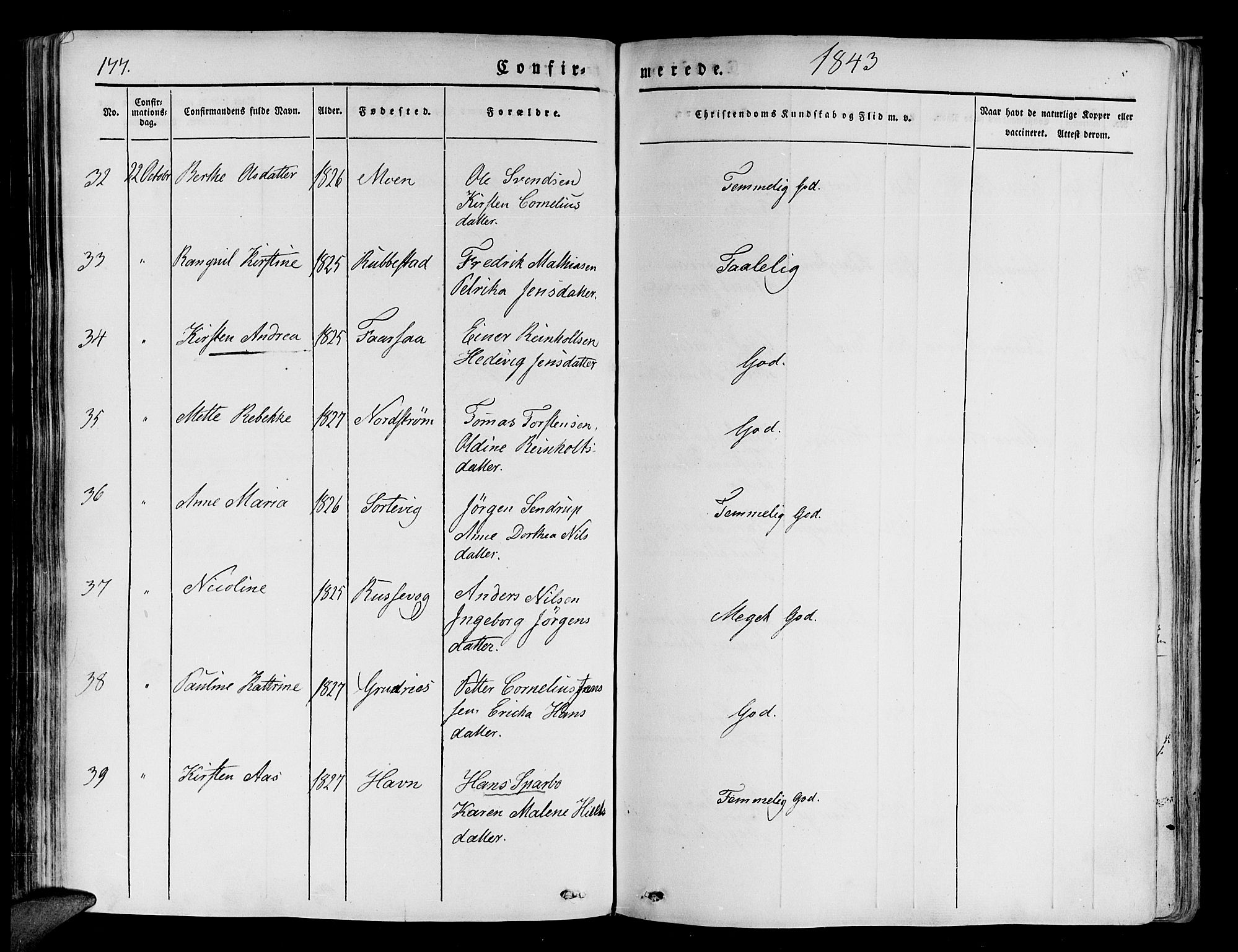 Tranøy sokneprestkontor, SATØ/S-1313/I/Ia/Iaa/L0005kirke: Parish register (official) no. 5, 1829-1844, p. 177