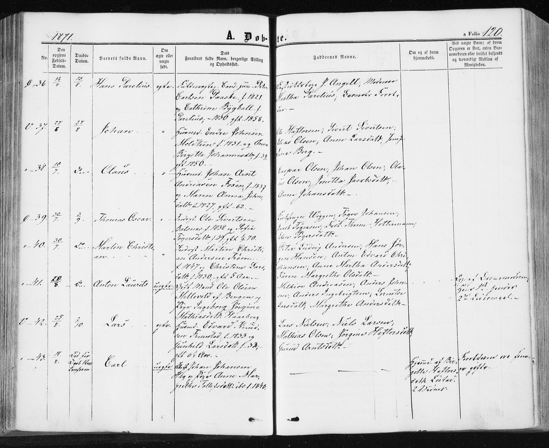 Ministerialprotokoller, klokkerbøker og fødselsregistre - Sør-Trøndelag, AV/SAT-A-1456/659/L0737: Parish register (official) no. 659A07, 1857-1875, p. 120