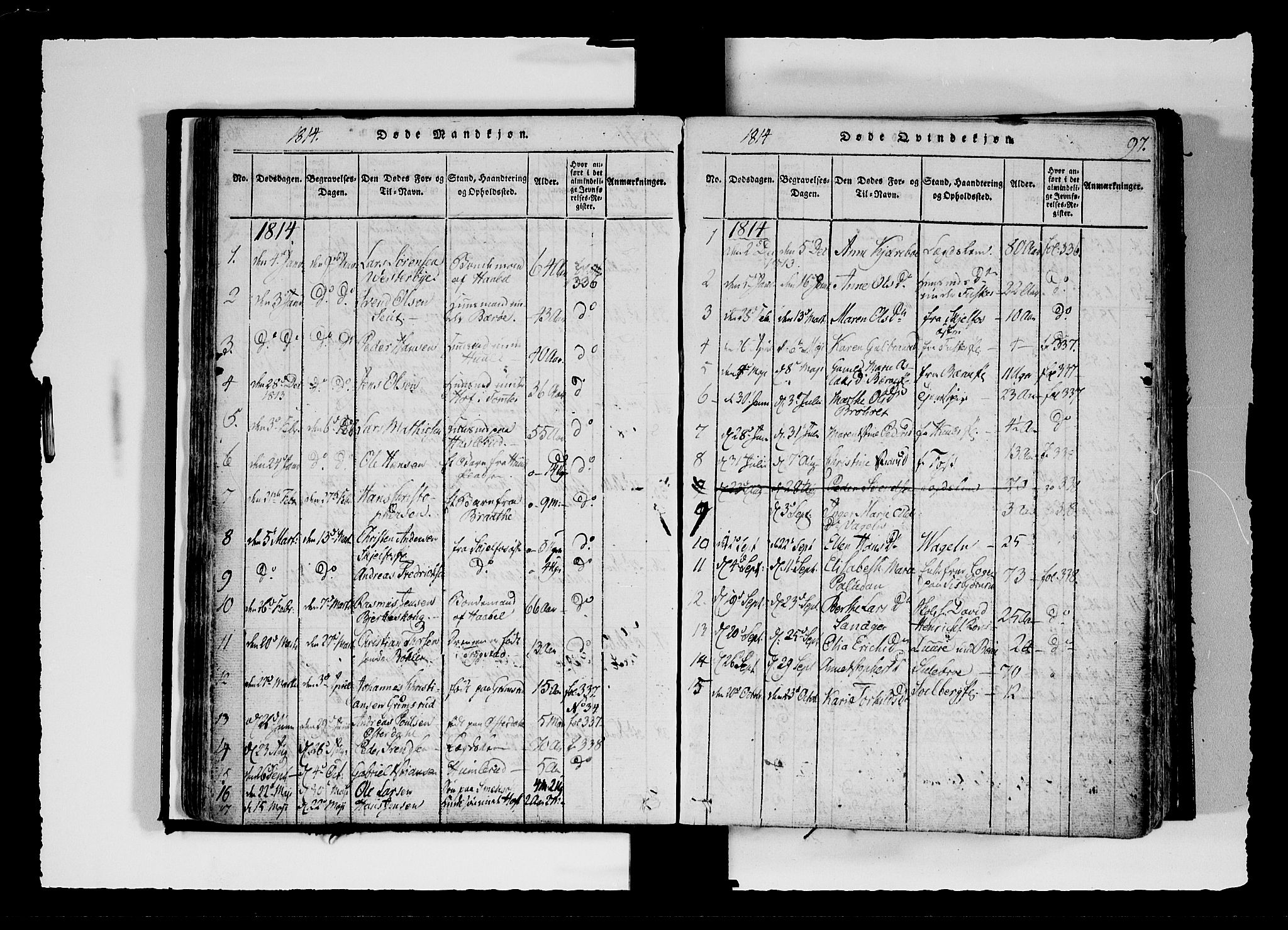 Hobøl prestekontor Kirkebøker, SAO/A-2002/F/Fa/L0002: Parish register (official) no. I 2, 1814-1841, p. 97