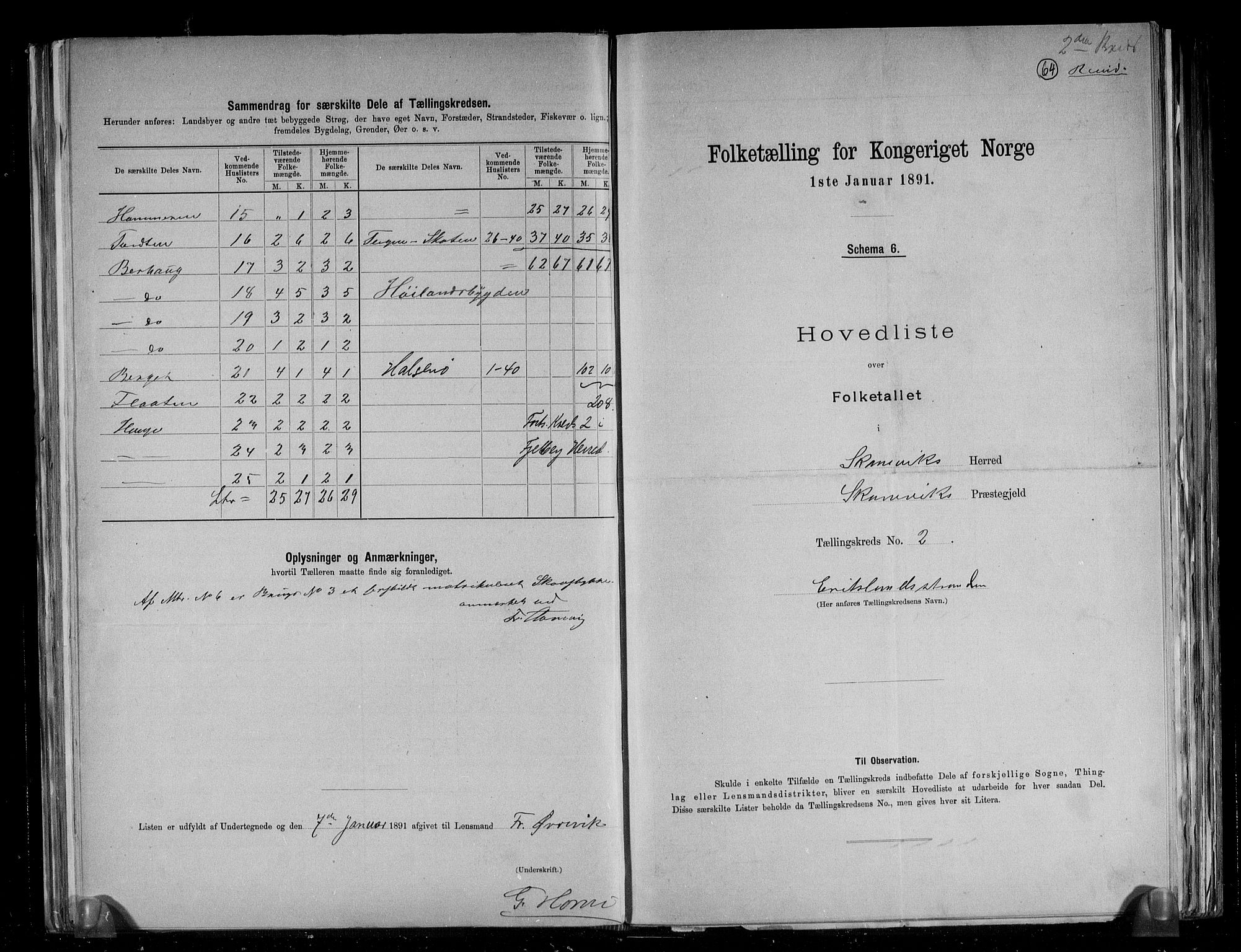 RA, 1891 census for 1212 Skånevik, 1891, p. 6