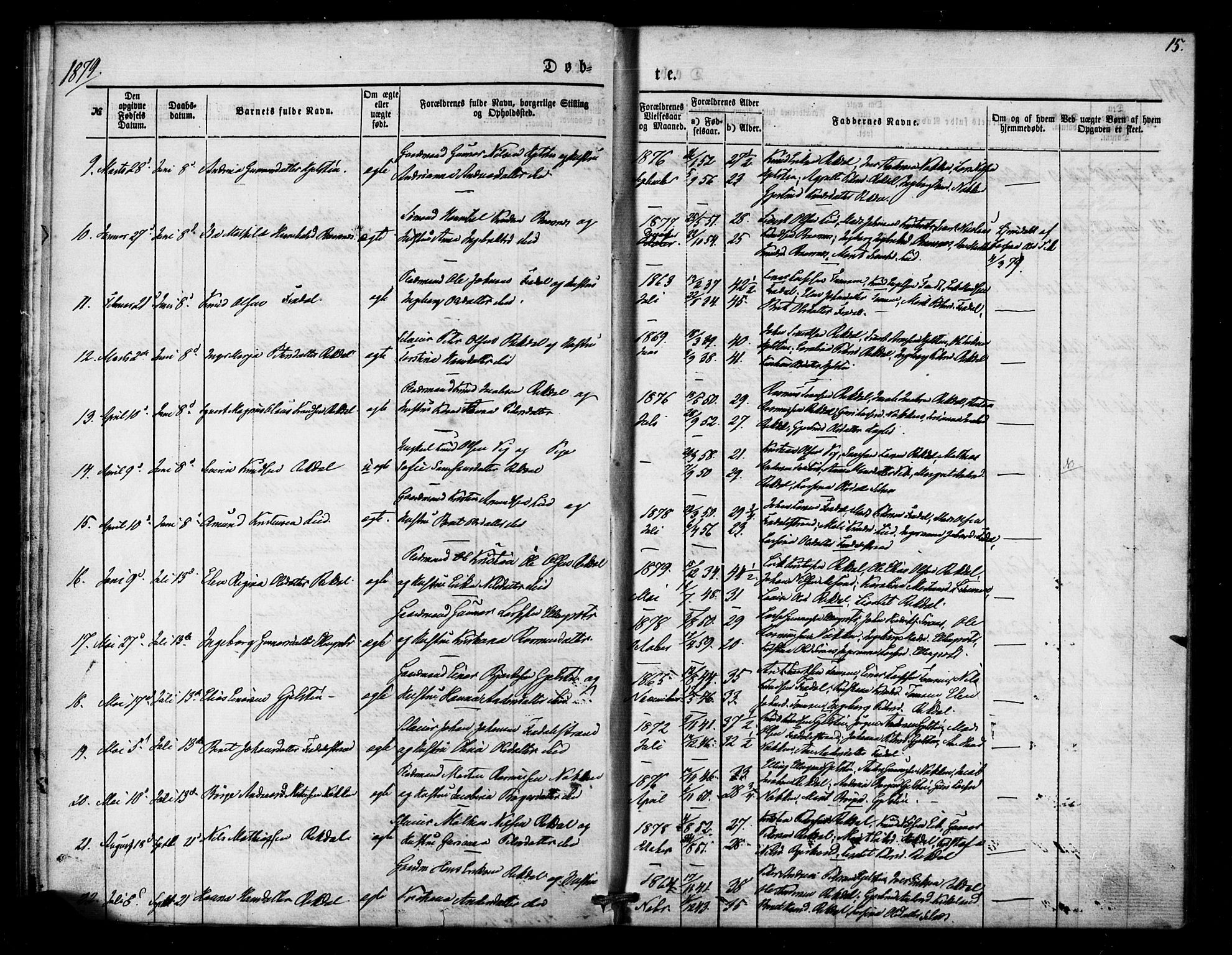 Ministerialprotokoller, klokkerbøker og fødselsregistre - Møre og Romsdal, AV/SAT-A-1454/540/L0540: Parish register (official) no. 540A01, 1872-1883, p. 15