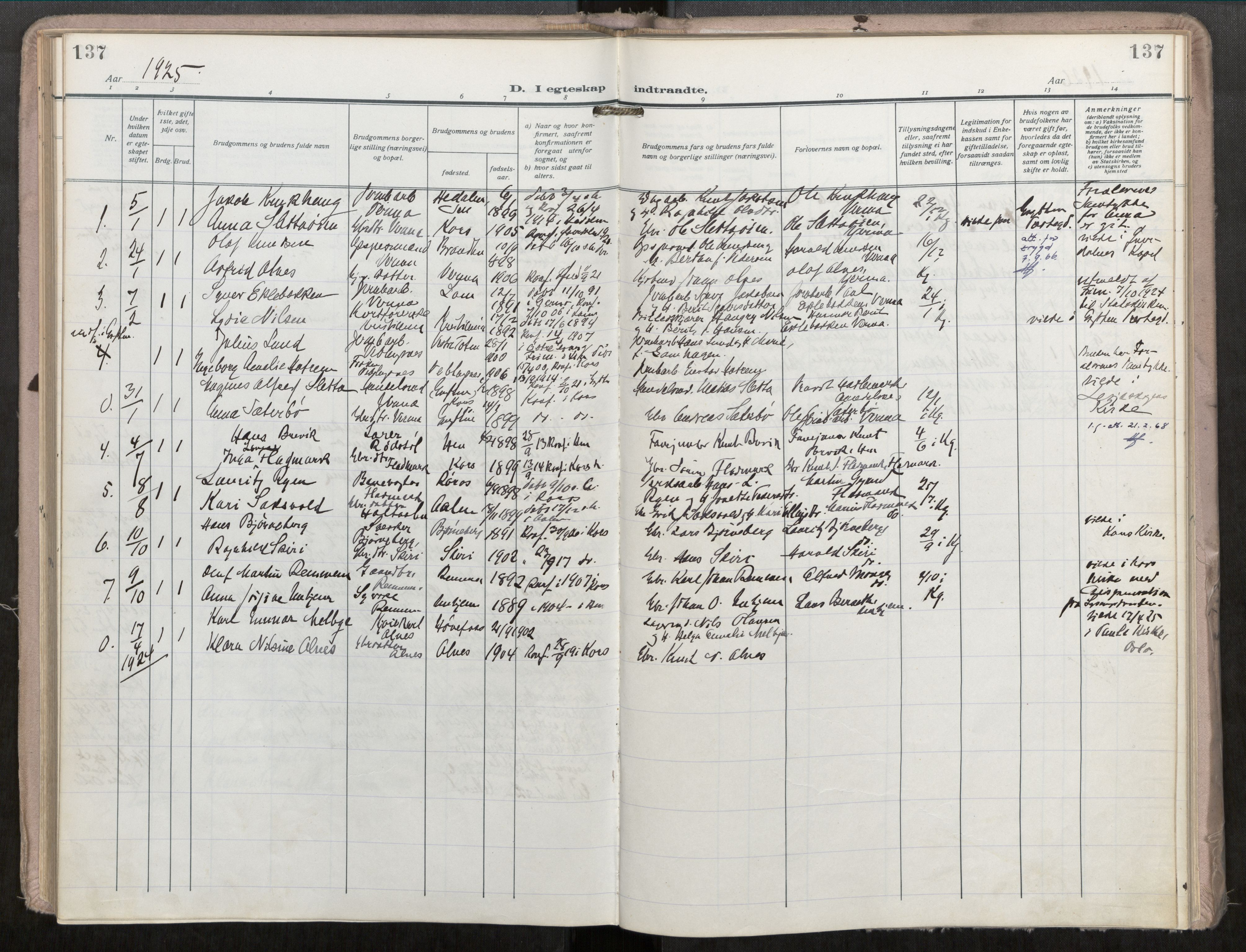 Ministerialprotokoller, klokkerbøker og fødselsregistre - Møre og Romsdal, AV/SAT-A-1454/546/L0601: Parish register (official) no. 546A04, 1919-1956, p. 137