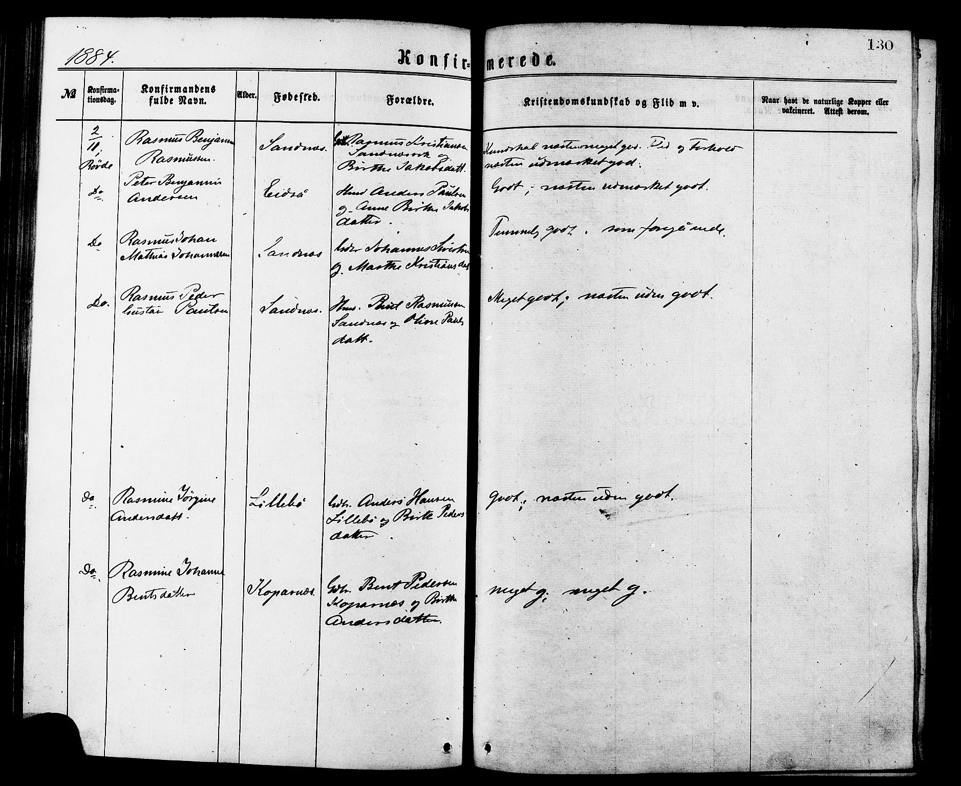 Ministerialprotokoller, klokkerbøker og fødselsregistre - Møre og Romsdal, SAT/A-1454/502/L0024: Parish register (official) no. 502A02, 1873-1884, p. 130