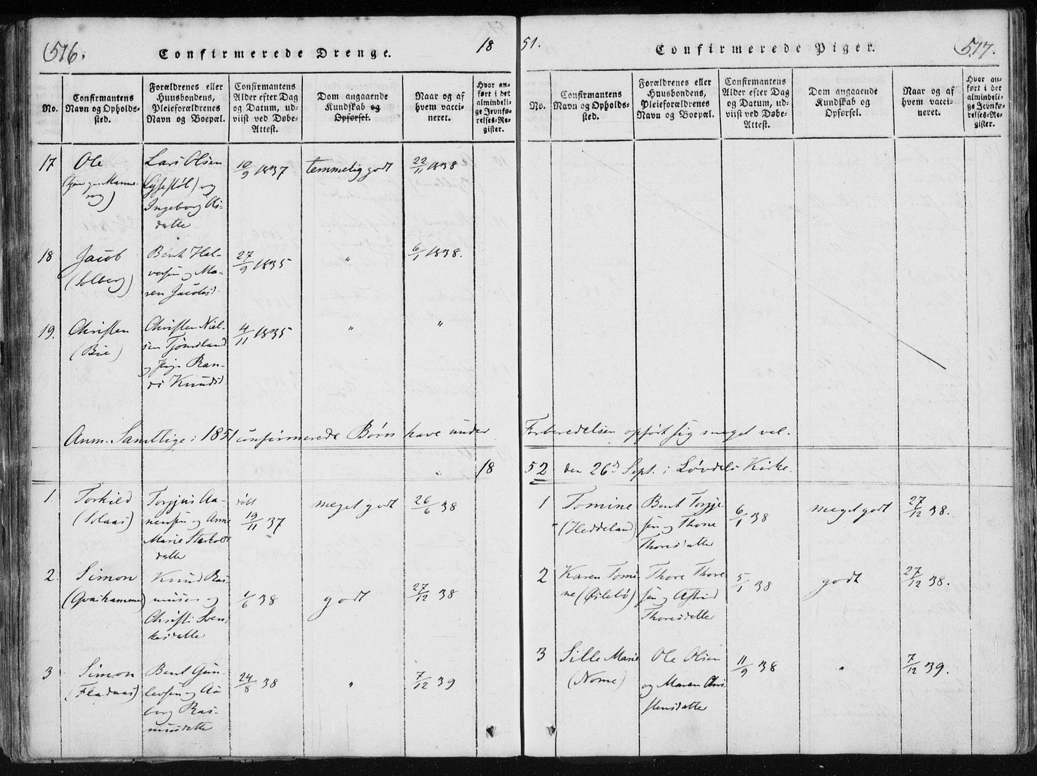 Holum sokneprestkontor, AV/SAK-1111-0022/F/Fa/Fac/L0002: Parish register (official) no. A 2, 1821-1859, p. 516-517