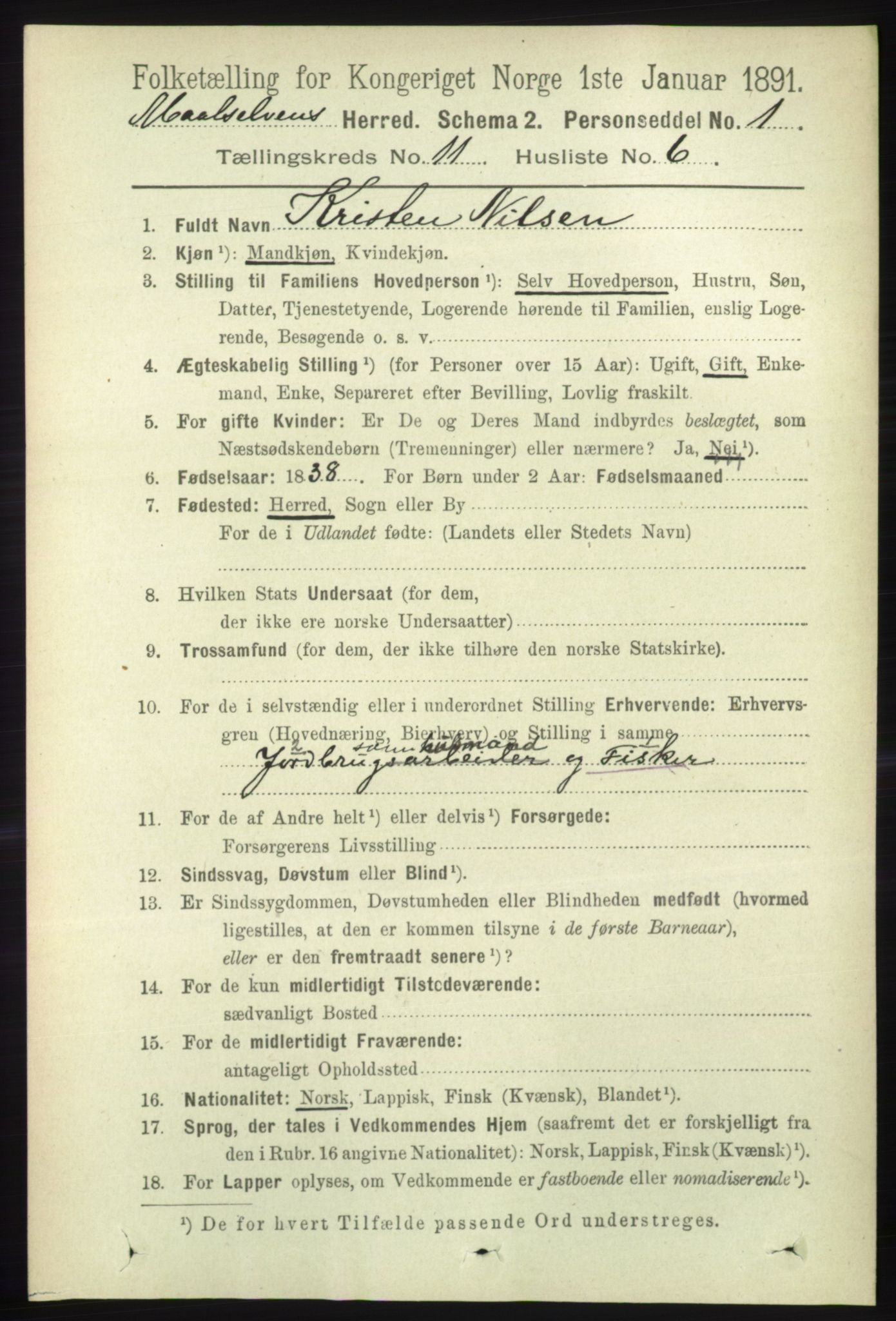 RA, 1891 census for 1924 Målselv, 1891, p. 3307