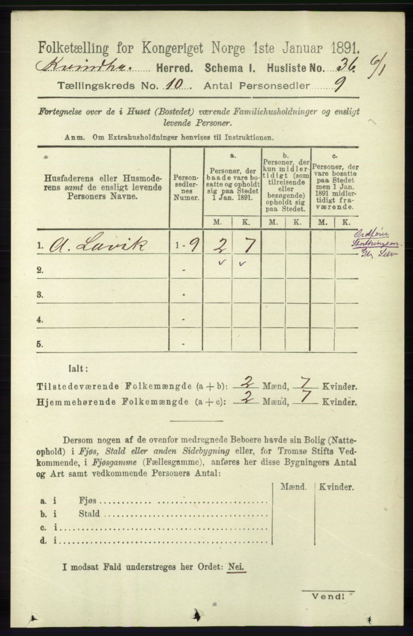 RA, 1891 census for 1224 Kvinnherad, 1891, p. 3556