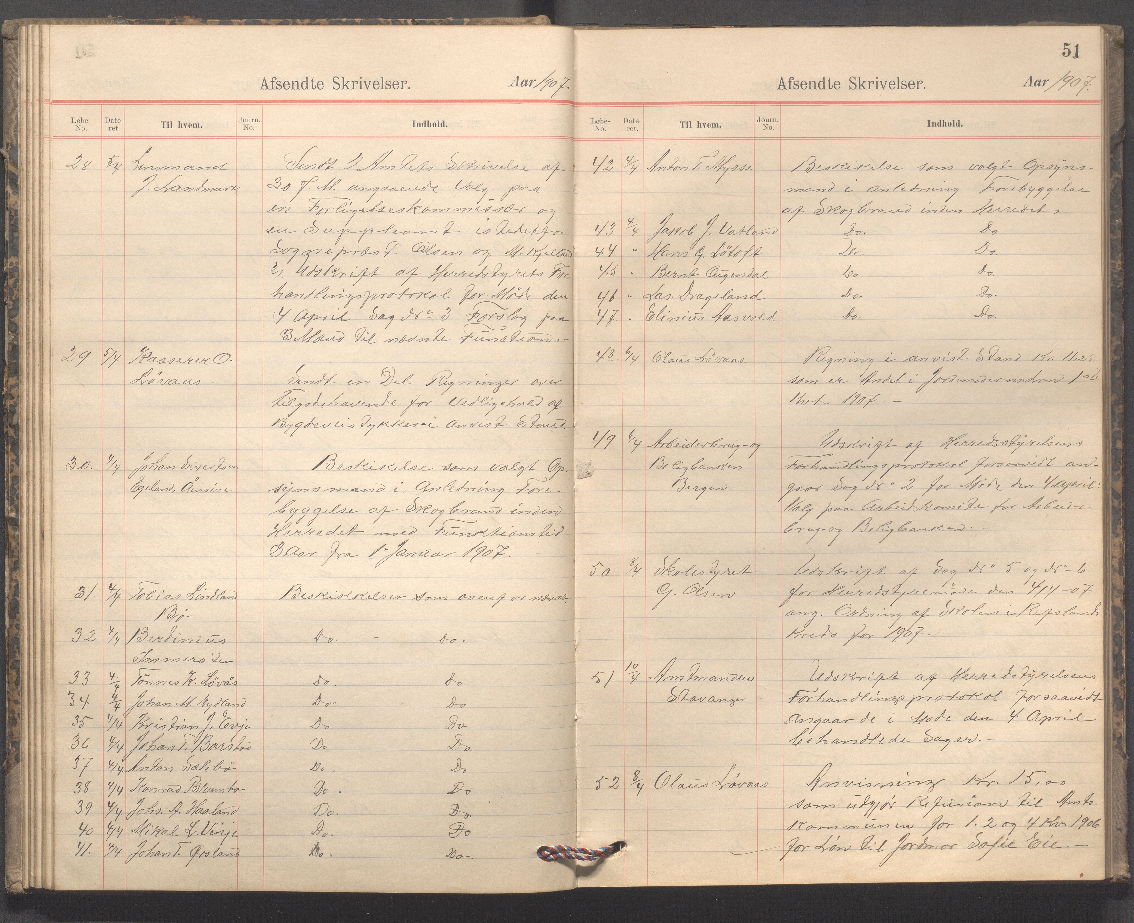 Sokndal kommune - Formannskapet/Sentraladministrasjonen, IKAR/K-101099/B/L0003: Kopibok, 1904-1913, p. 51