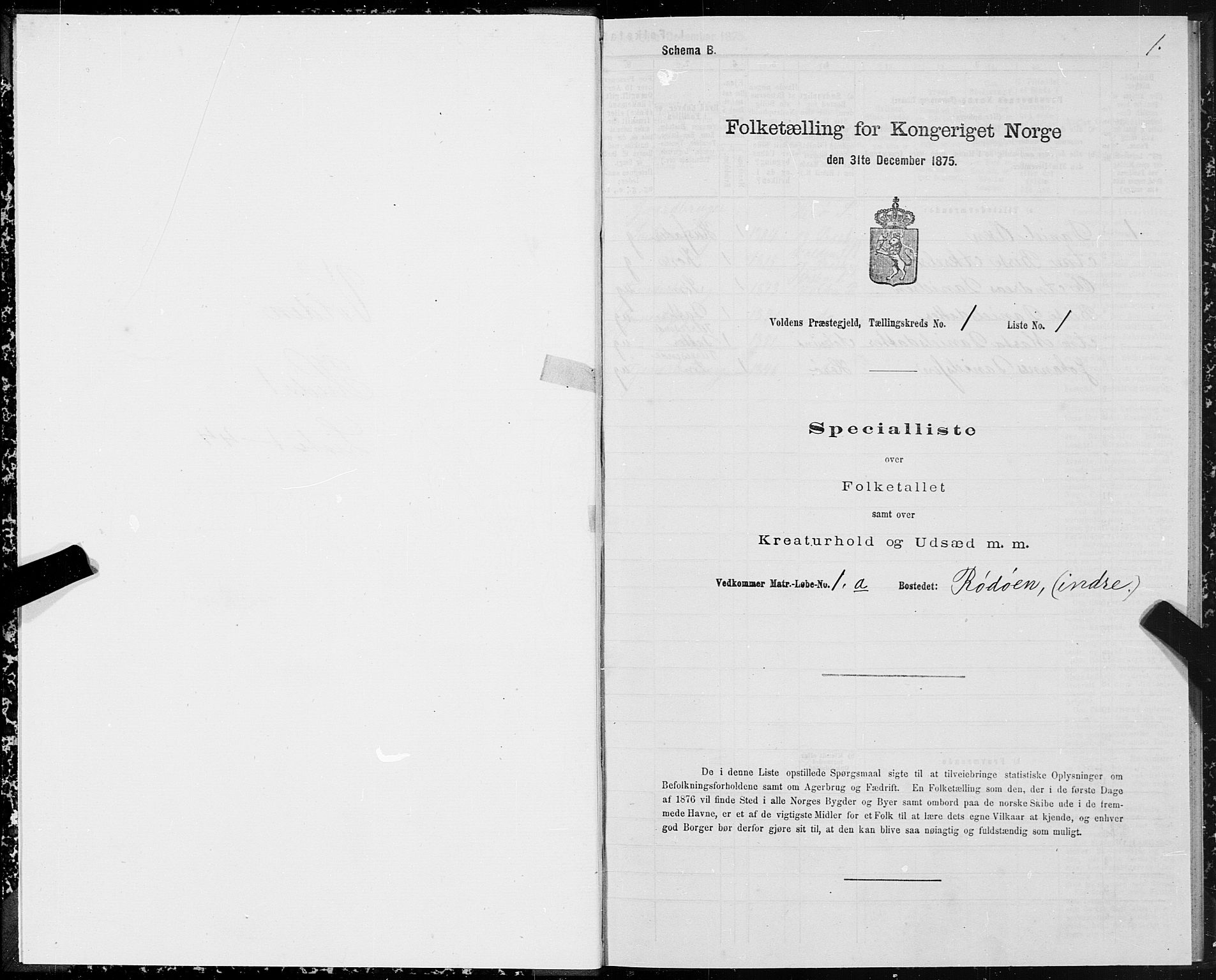 SAT, 1875 census for 1519P Volda, 1875, p. 1001